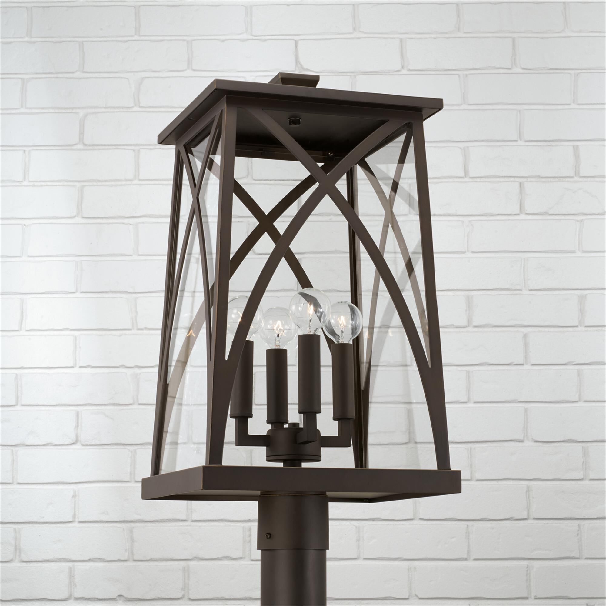 Shown in Oiled Bronze finish and Clear glass