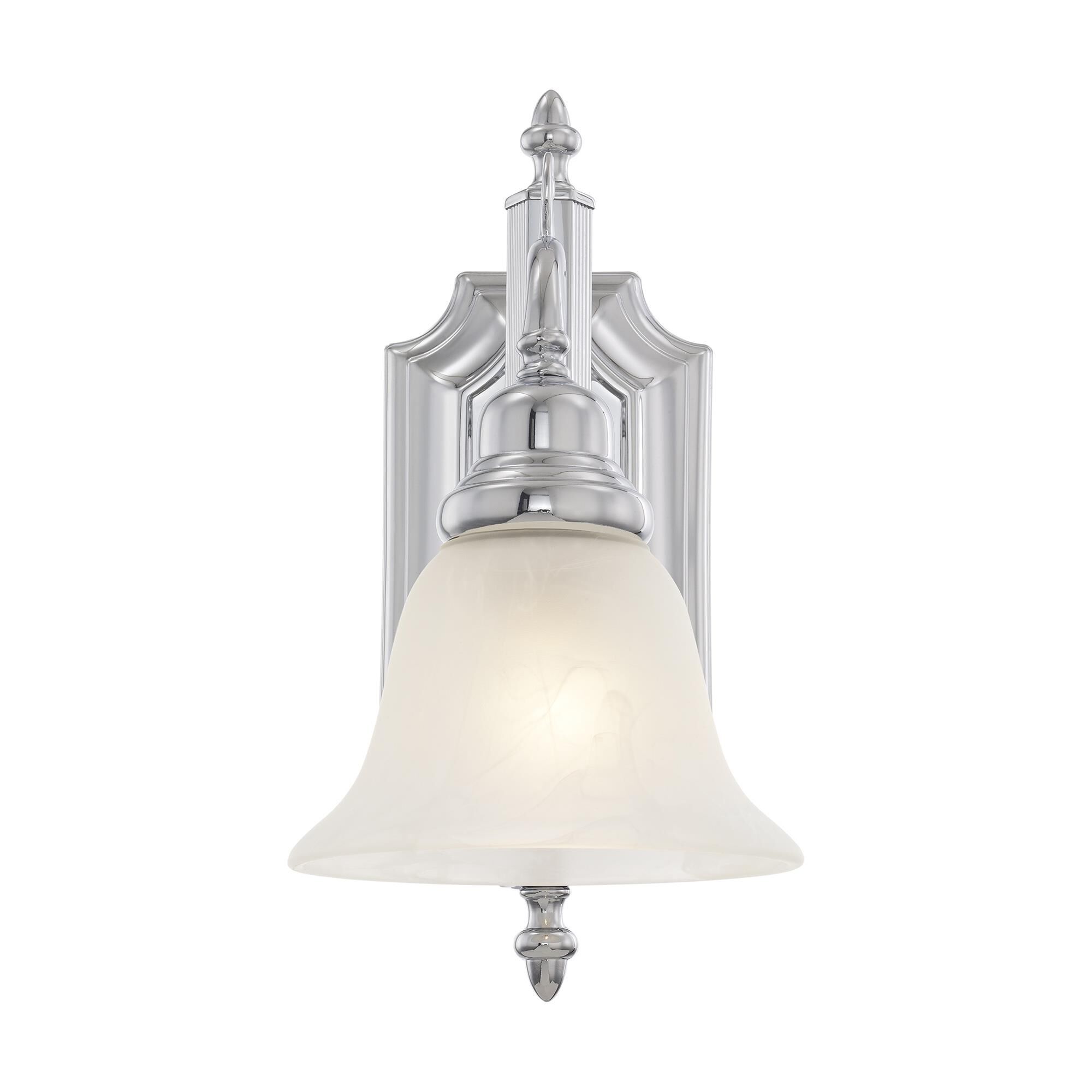 Shown in Chrome finish and White Alabaster glass