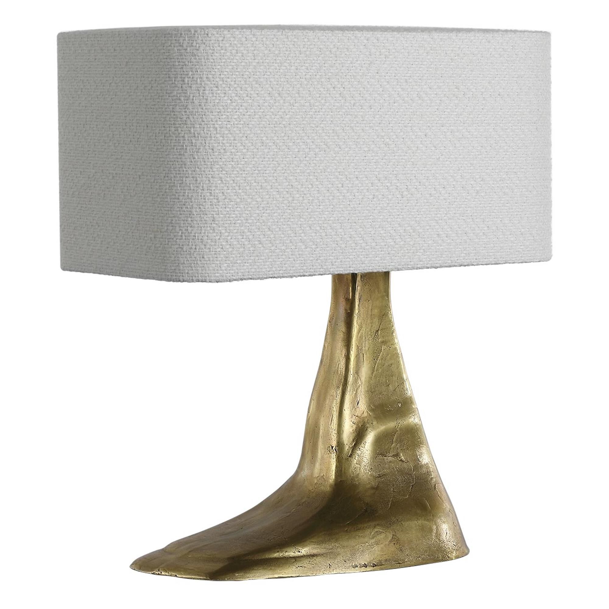 Shown in Museum Brass finish and Boucle Rectangle shade