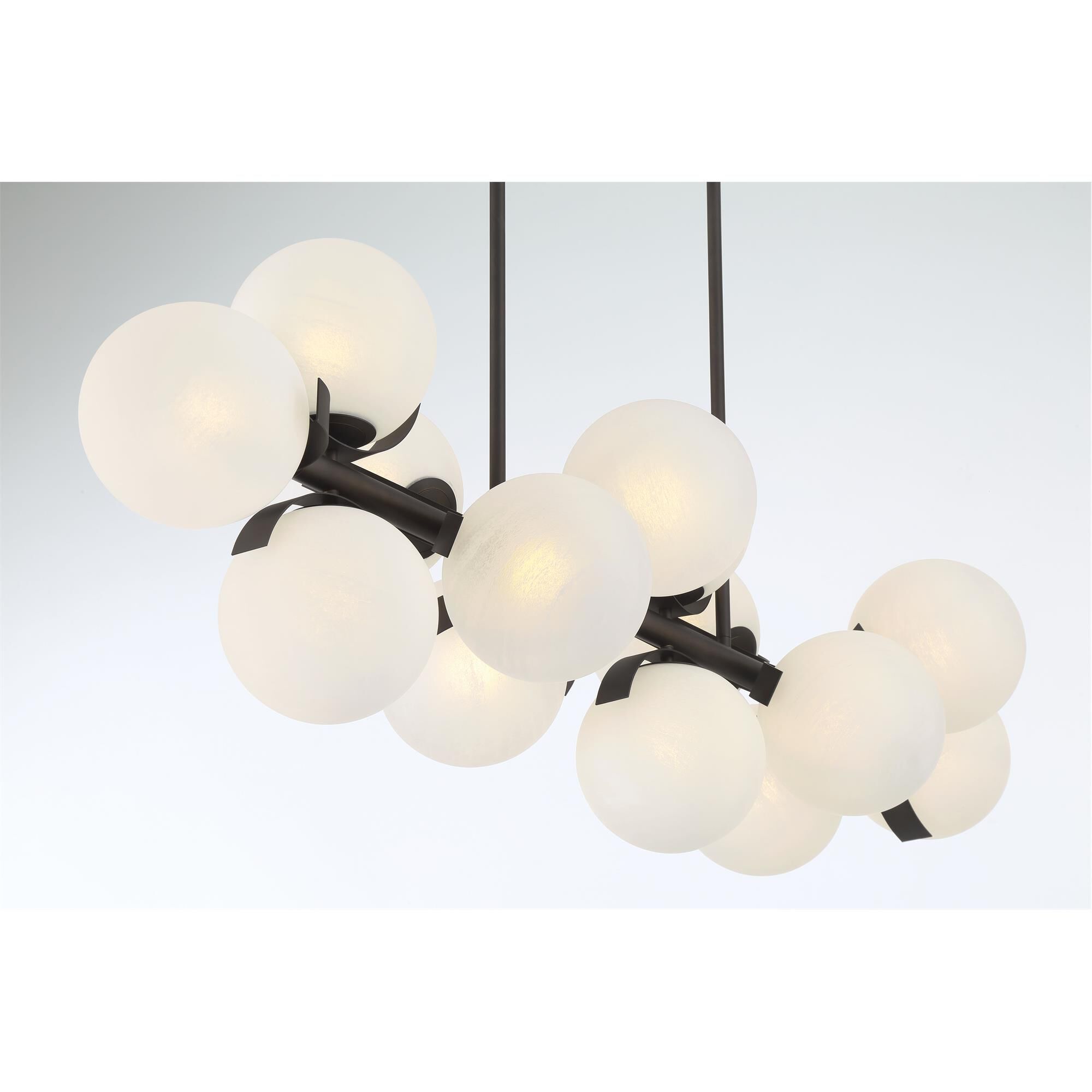 Shown in Dark Bronze finish and White Etched Alabaster glass