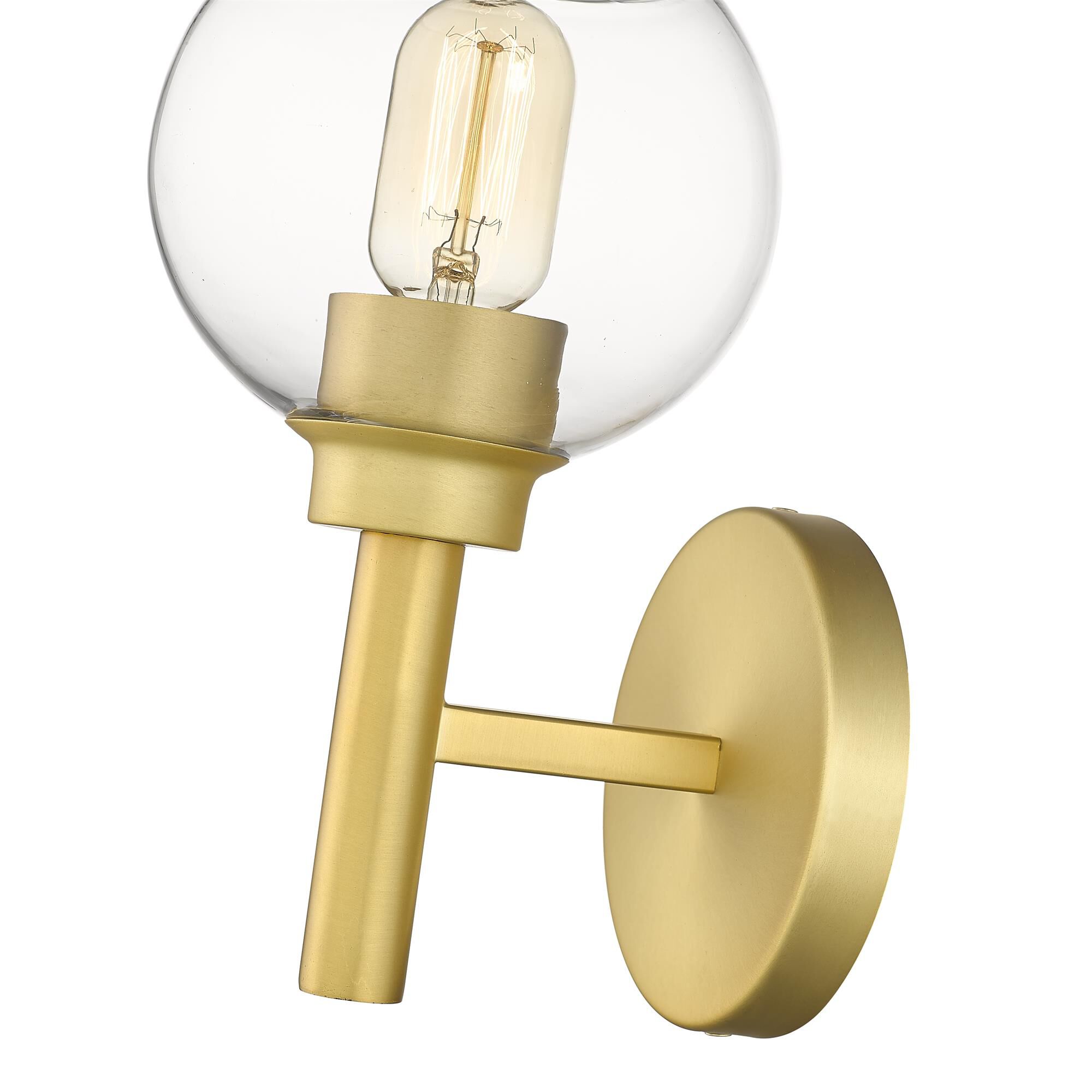 Shown in Brushed Gold finish and Clear glass