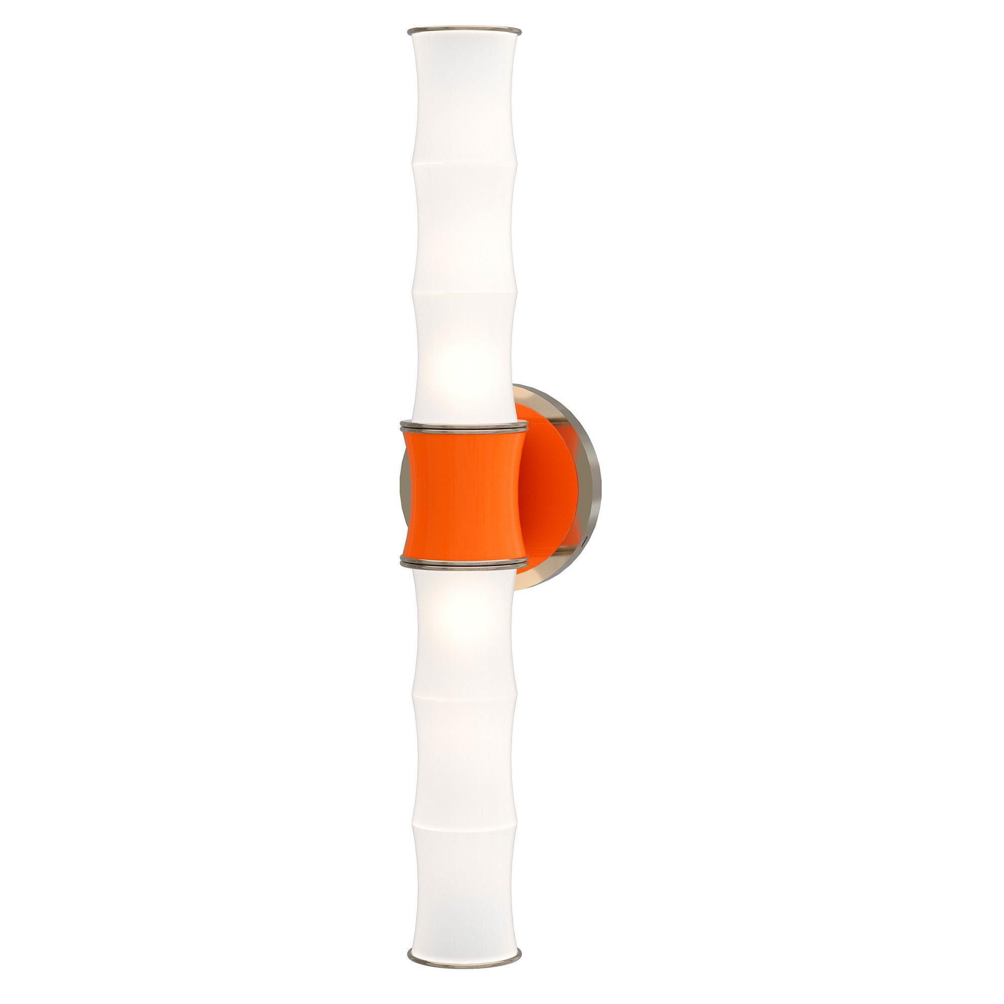 Shown in Pumpkin finish and White Frosted glass and Polished Nickel accent