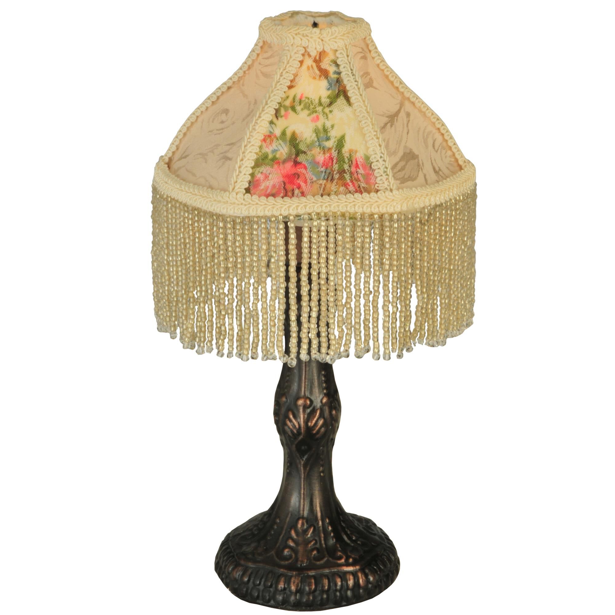 Fabric And Fringe Roses 10 Inch Accent Lamp by Meyda Lighting