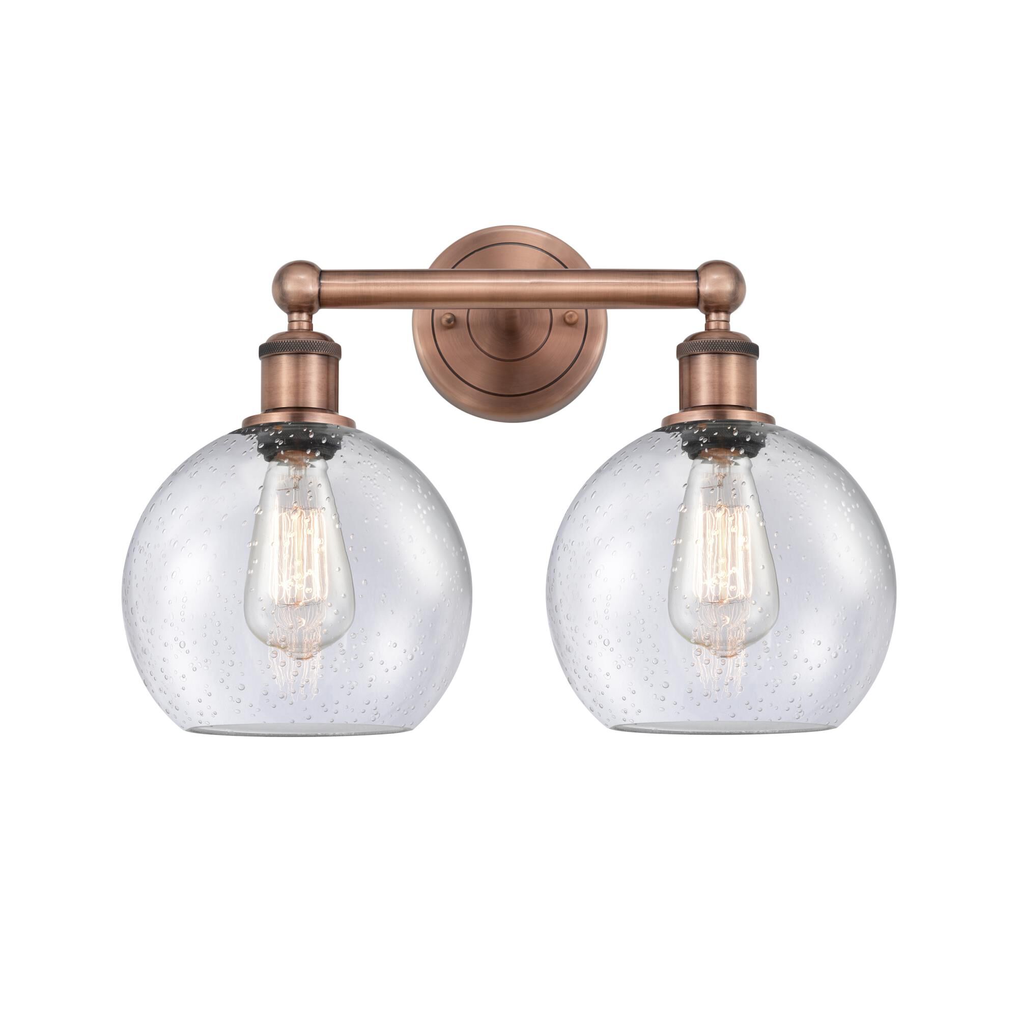Shown in Antique Copper finish and Seedy glass