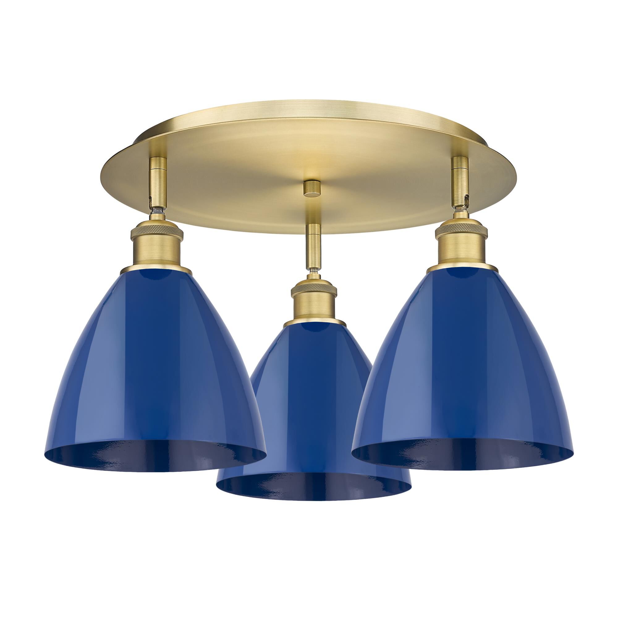 Shown in Brushed Brass finish and Blue shade