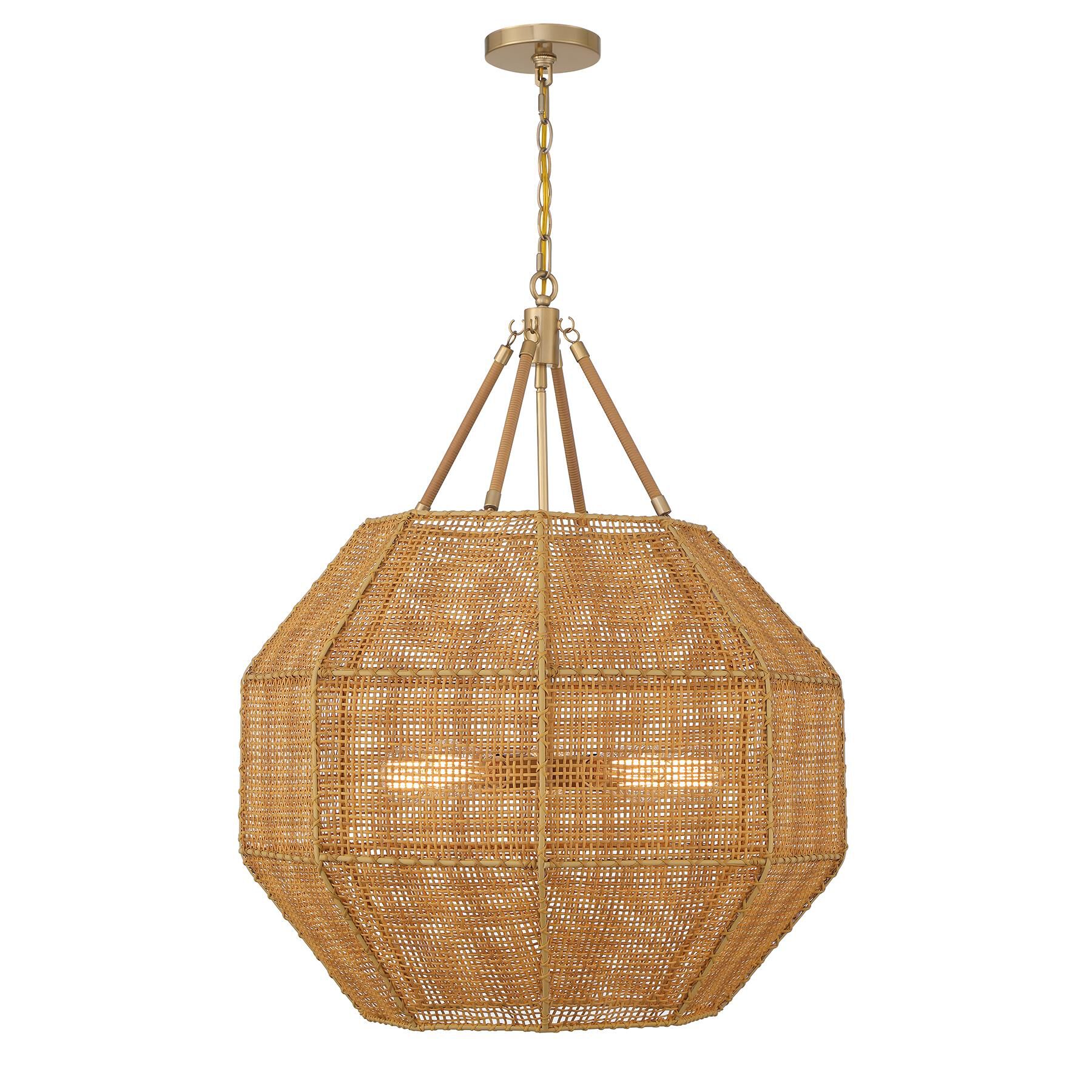 Shown in Burnished Brass And Rattan finish