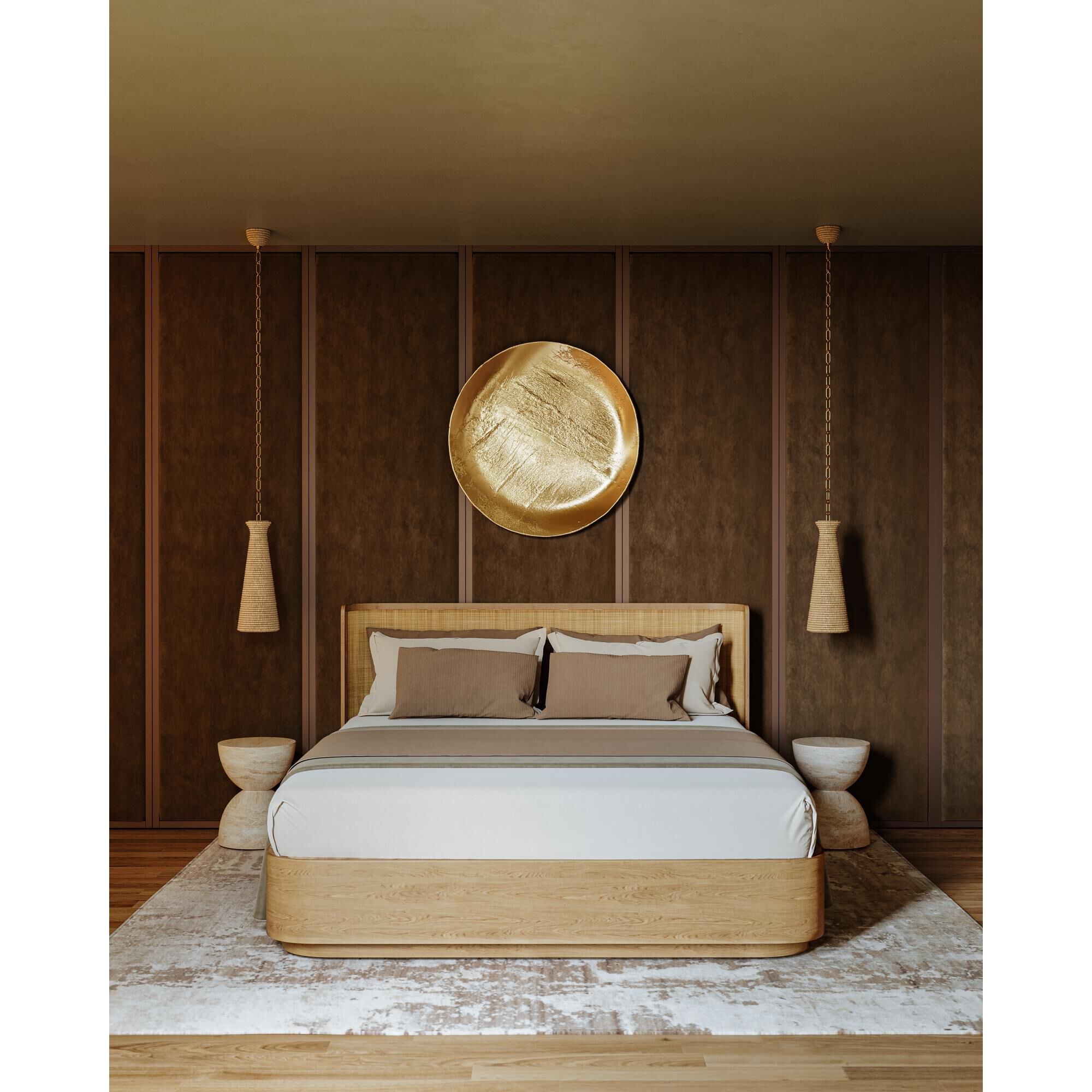 Shown in Vintage Gold Leaf finish and Natural shade