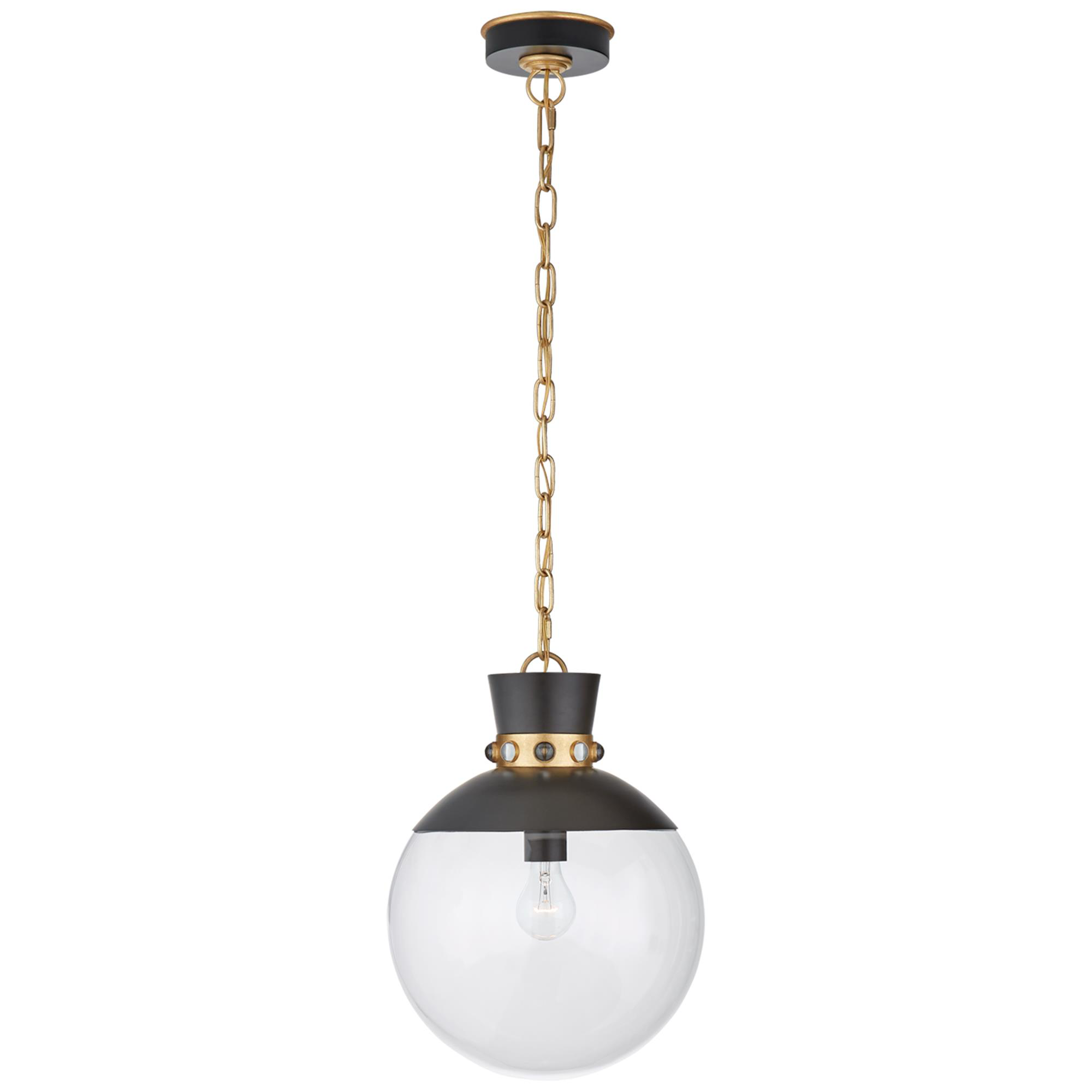 Shown in Matte Black With Gild finish and Clear glass