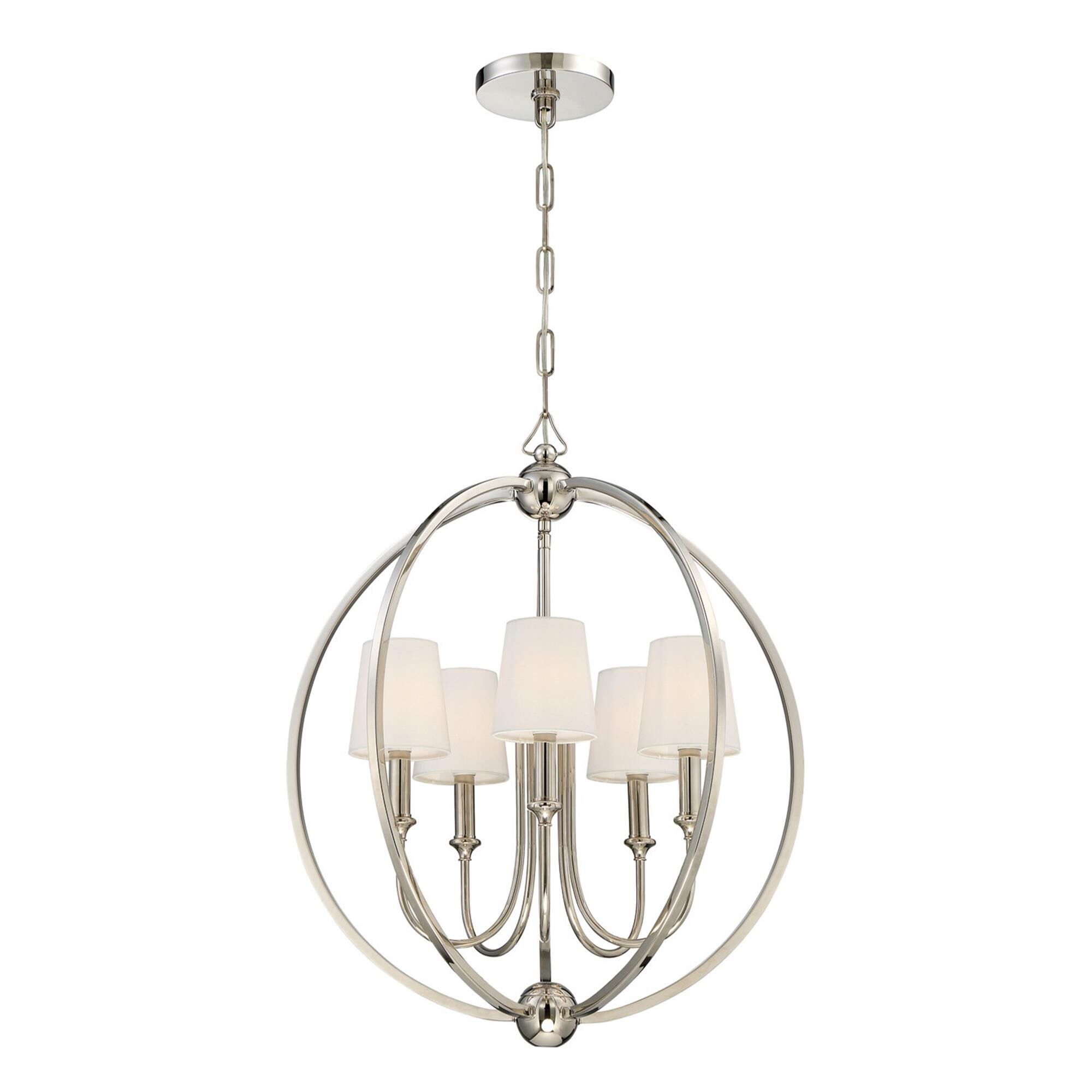 Shown in Polished Nickel finish and White Silk glass and White Silk shade
