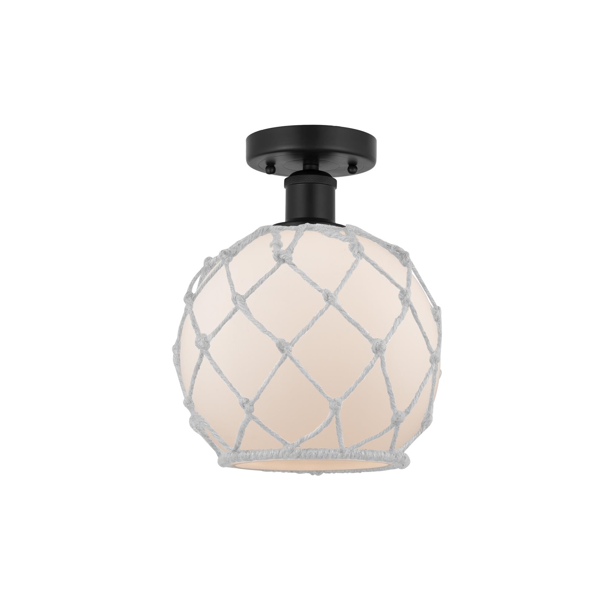 Shown in Matte Black, White Glass With White Rope finish and White glass and White Glass With White Rope Glass And Rope shade