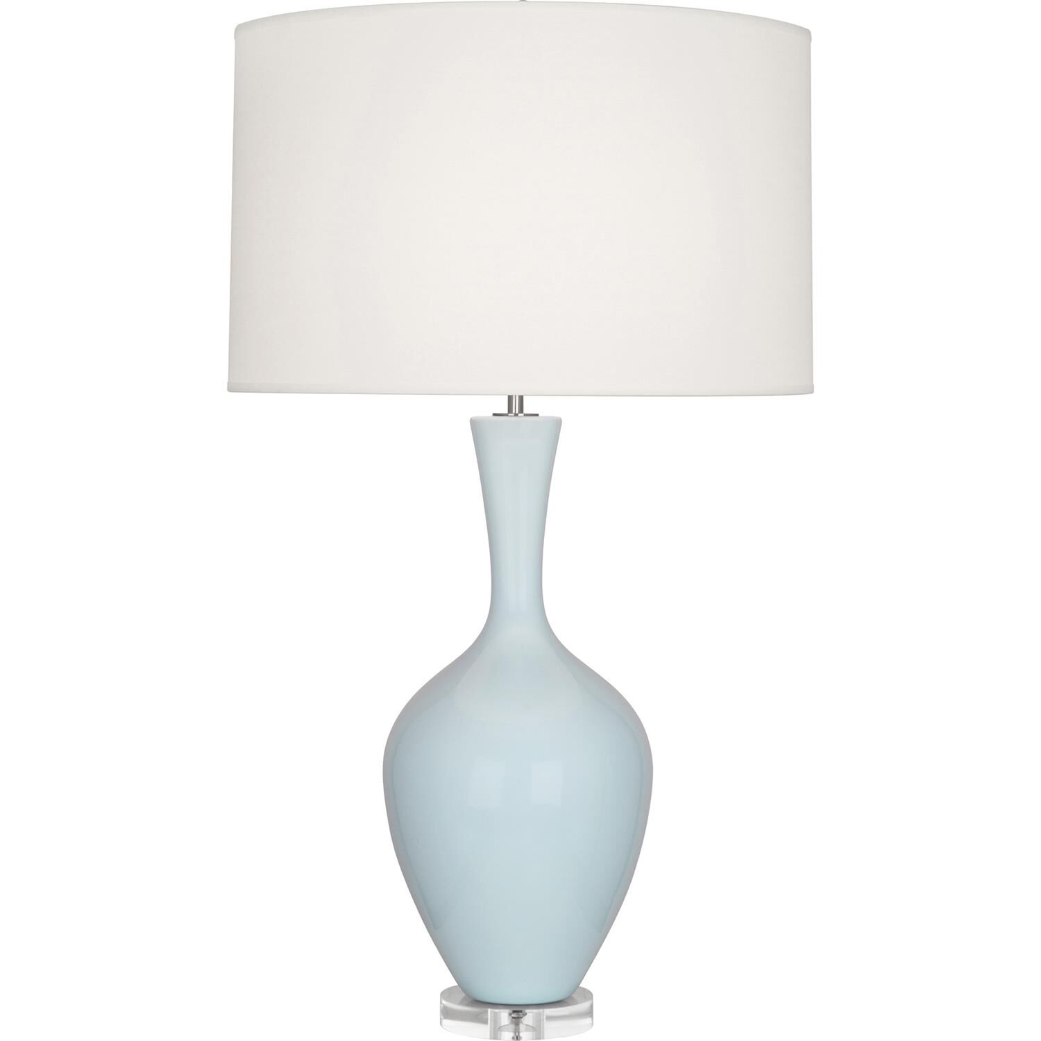 Shown in Baby Blue Glazed Ceramic finish and Fondine Fabric shade