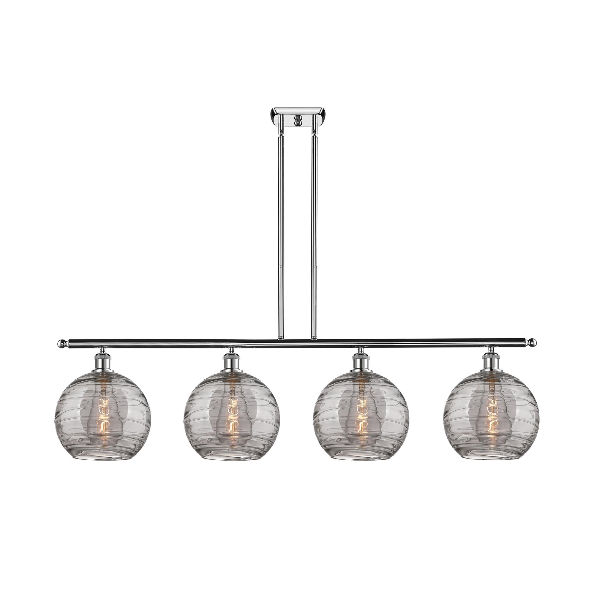 Shown in Polished Chrome finish and Light Smoke Deco Swirl glass