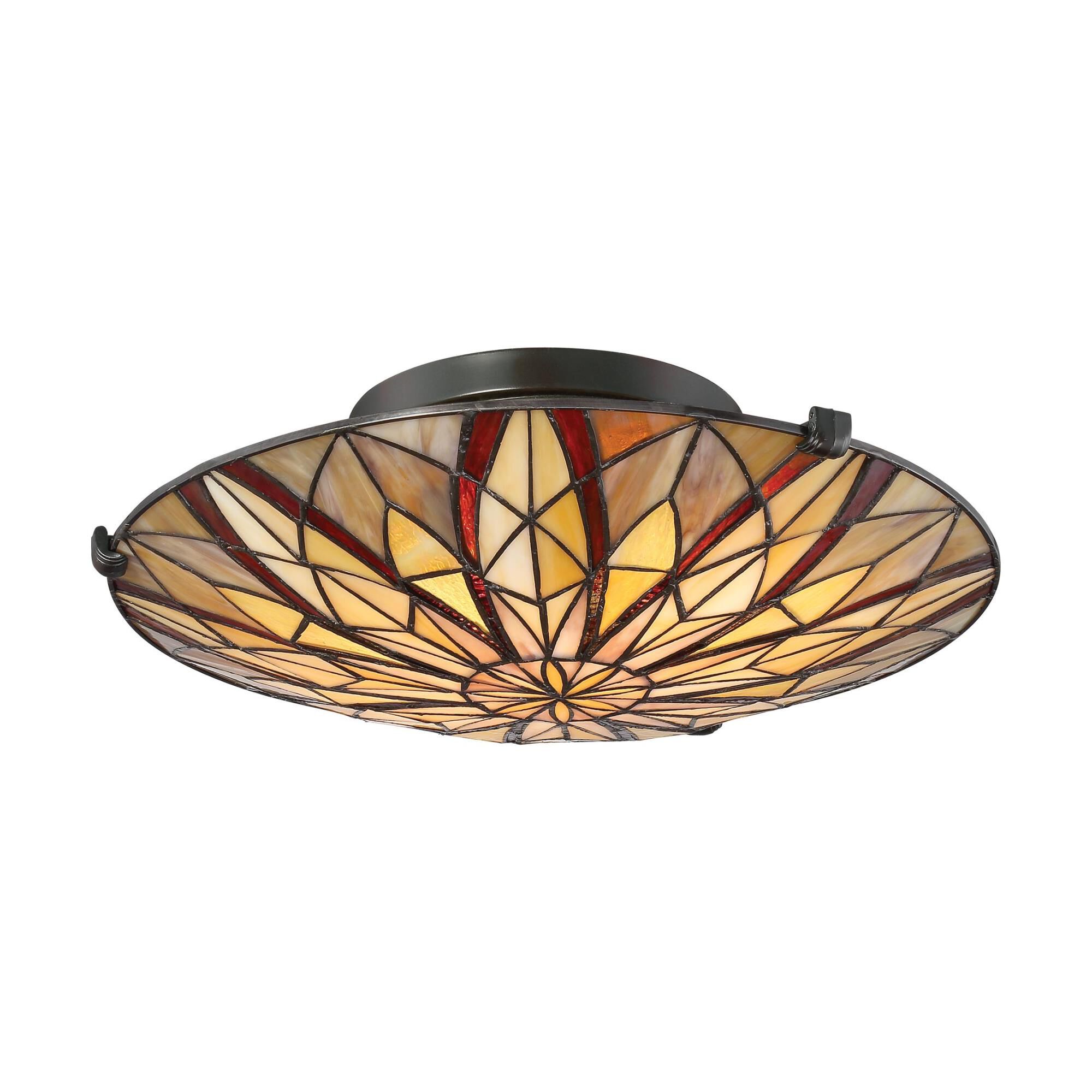 Shown in Valiant Bronze finish and Tiffany ( Count 216 Pcs) glass