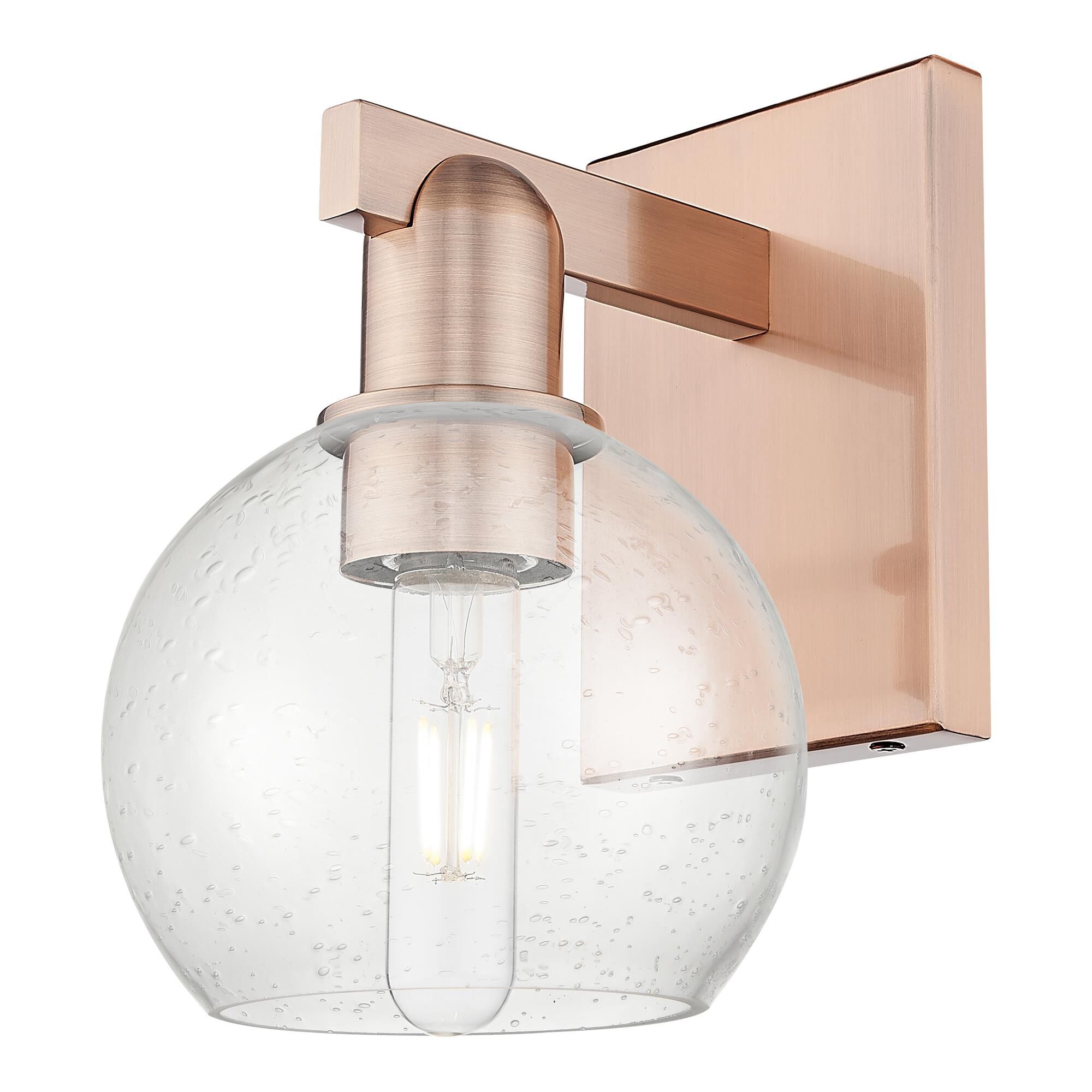 Shown in Antique Copper finish and Seedy glass