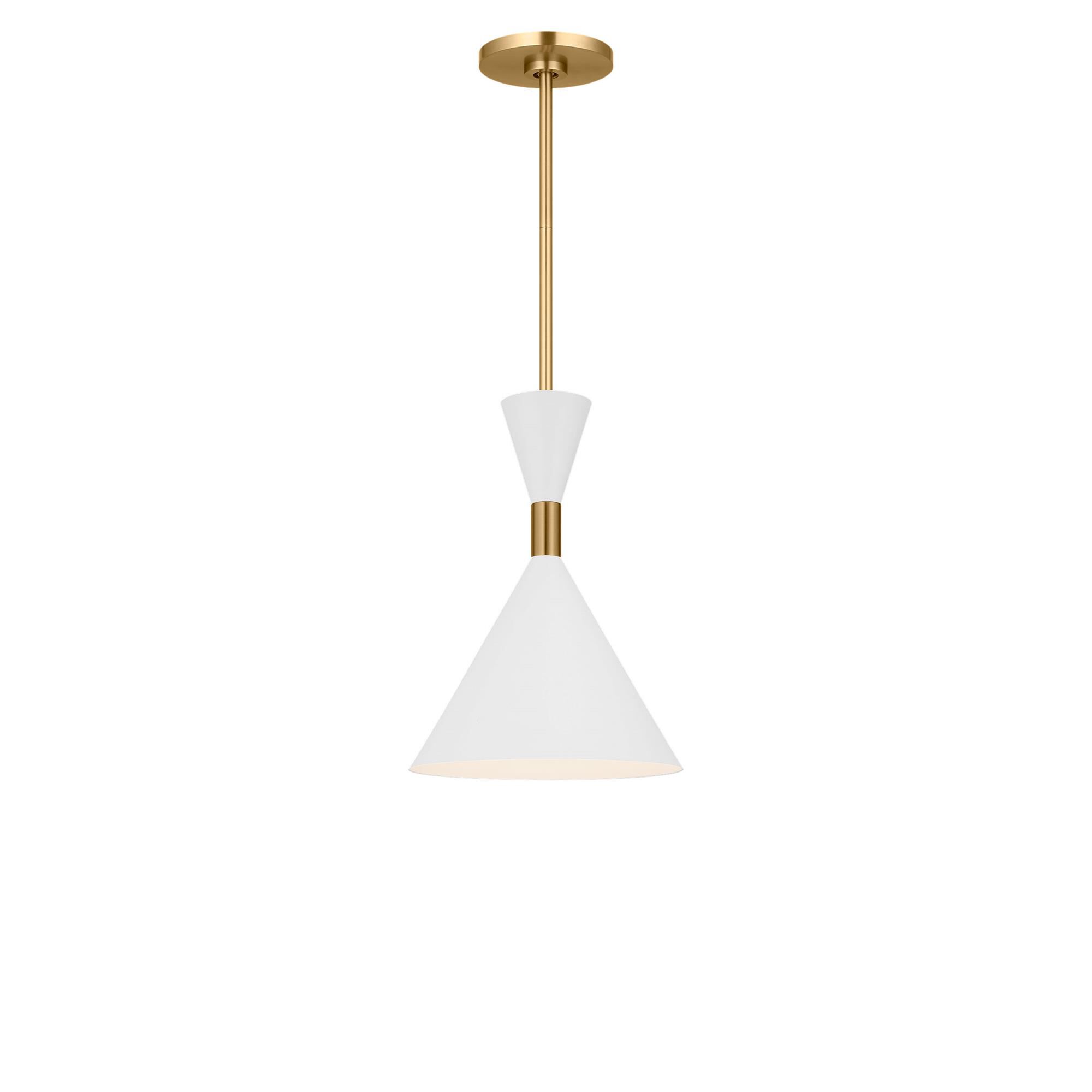 Shown in Burnished Brass finish and Metal shade