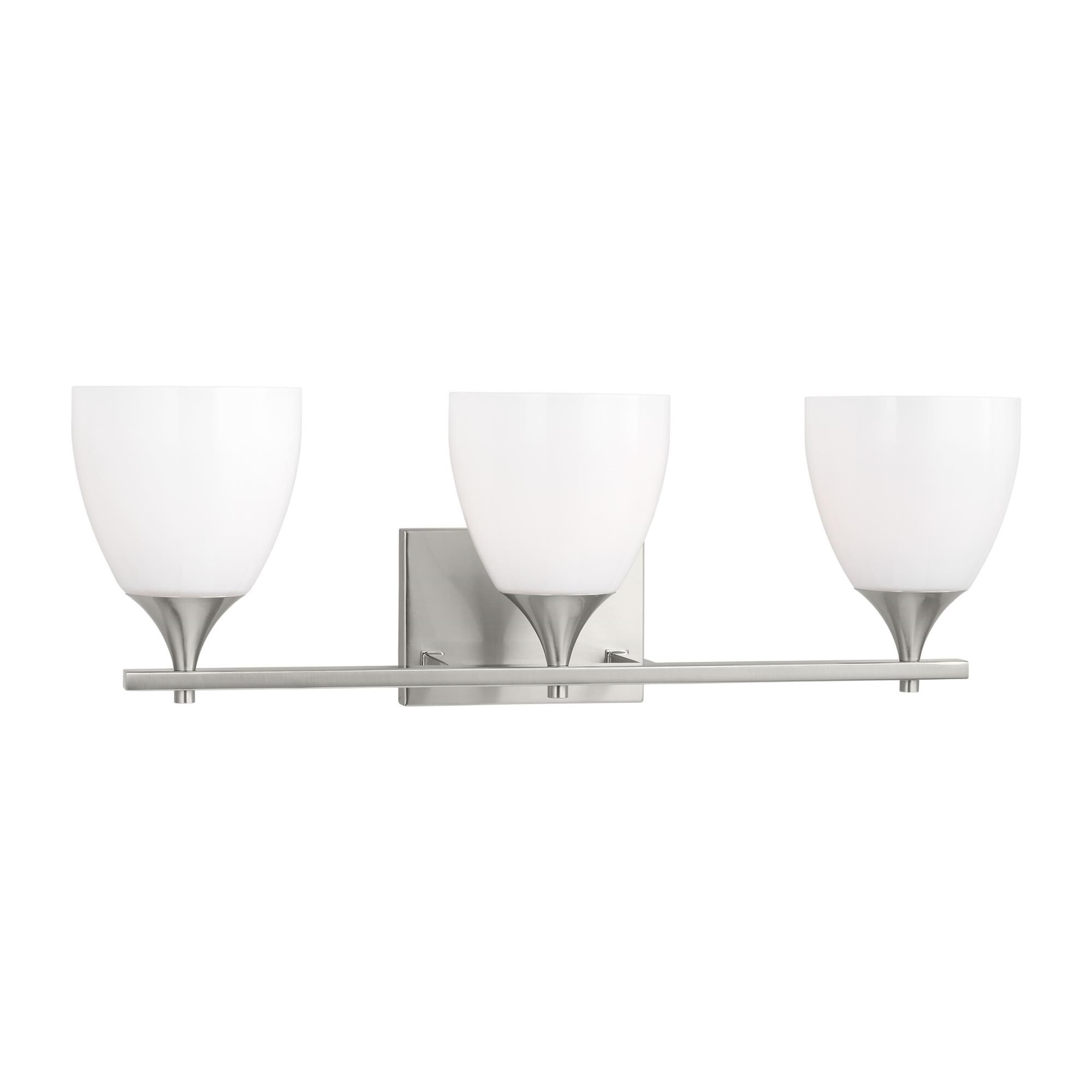 Shown in Brushed Steel finish and Milk Glass s shade