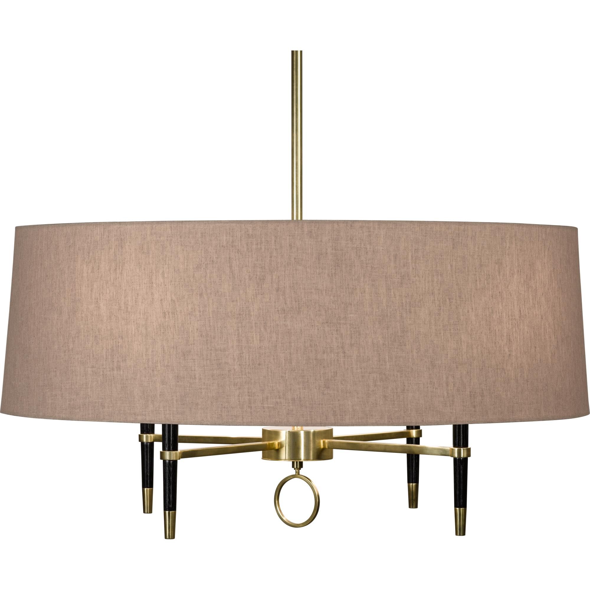 Shown in Ebony ed Wood With Antique Natural Brass ed Accents finish and Natural Linen shade