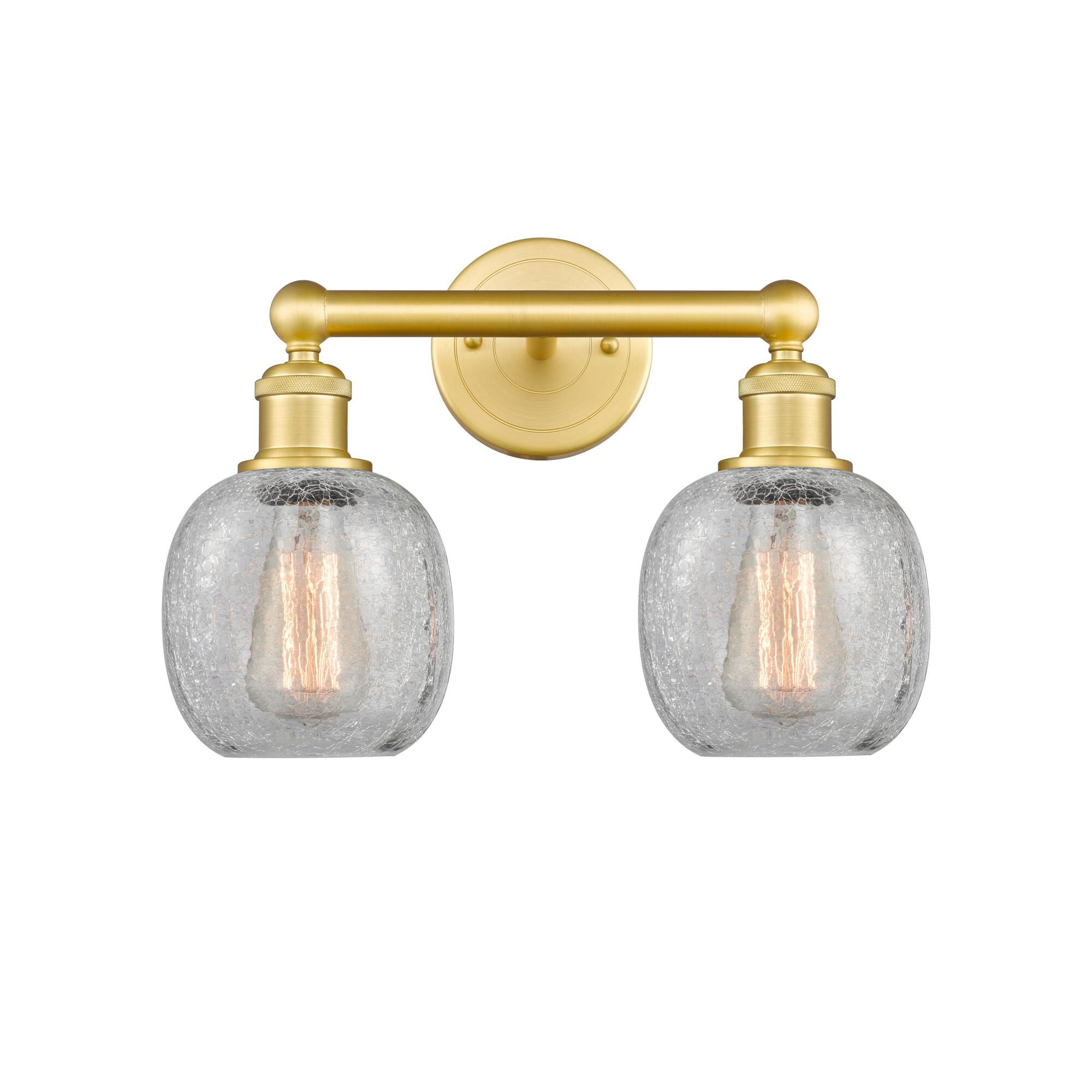 Shown in Satin Gold finish and Clear Crackle glass