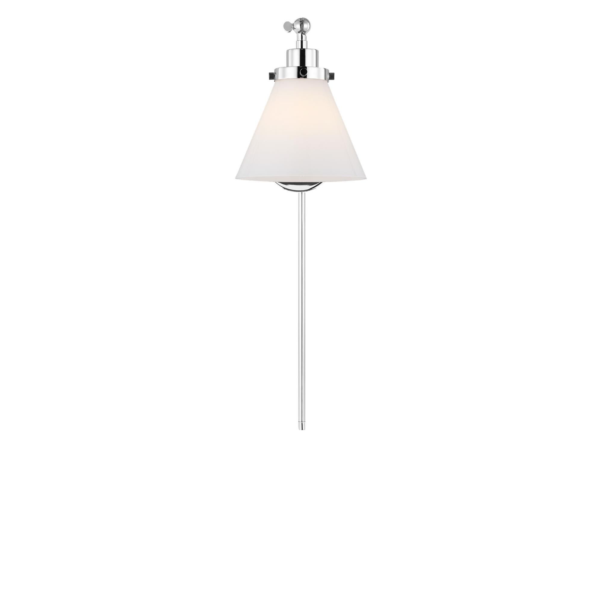 Shown in Polished Nickel finish and Milk Glass shade