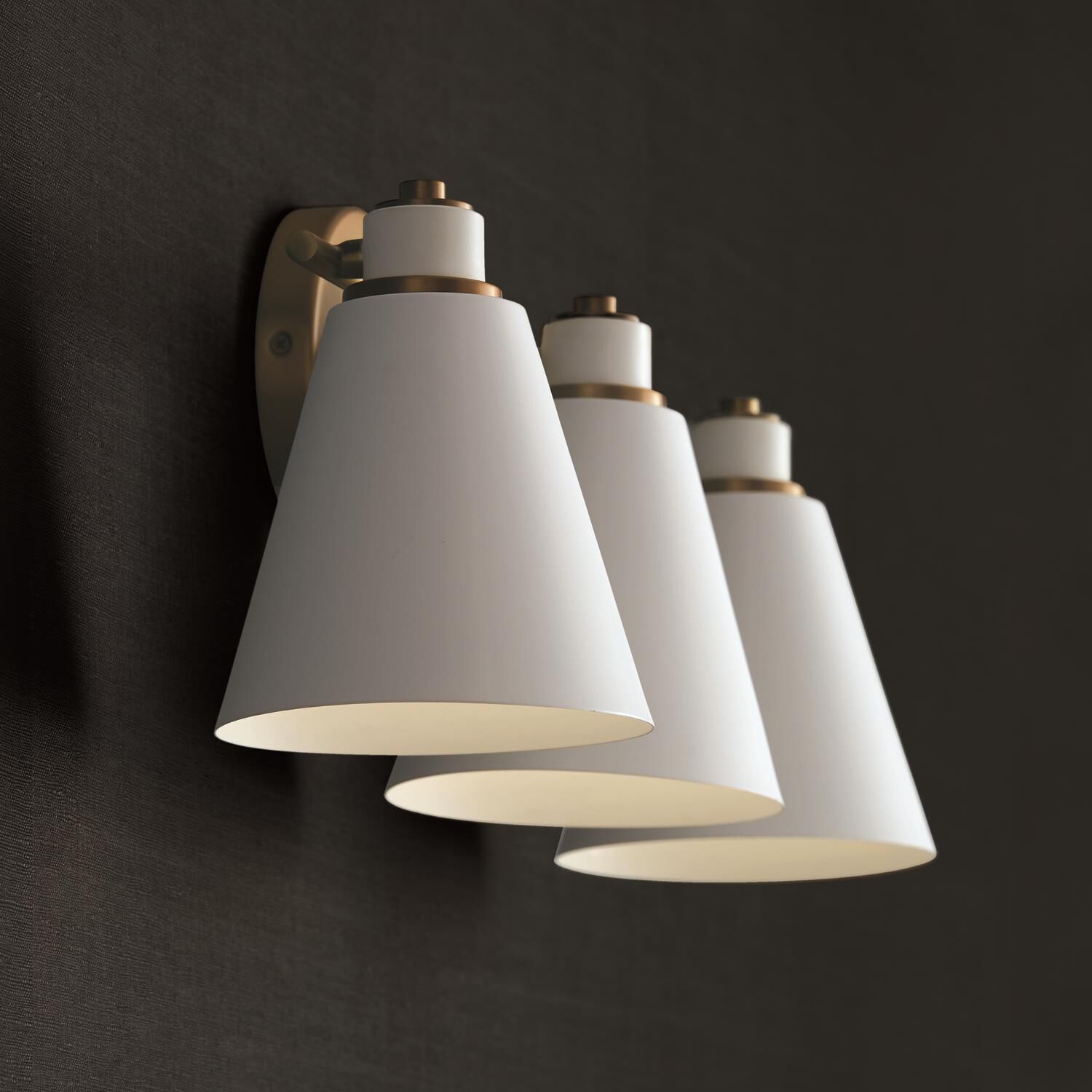 Shown in Aged Brass and White finish and White Metal  with White Interior shade