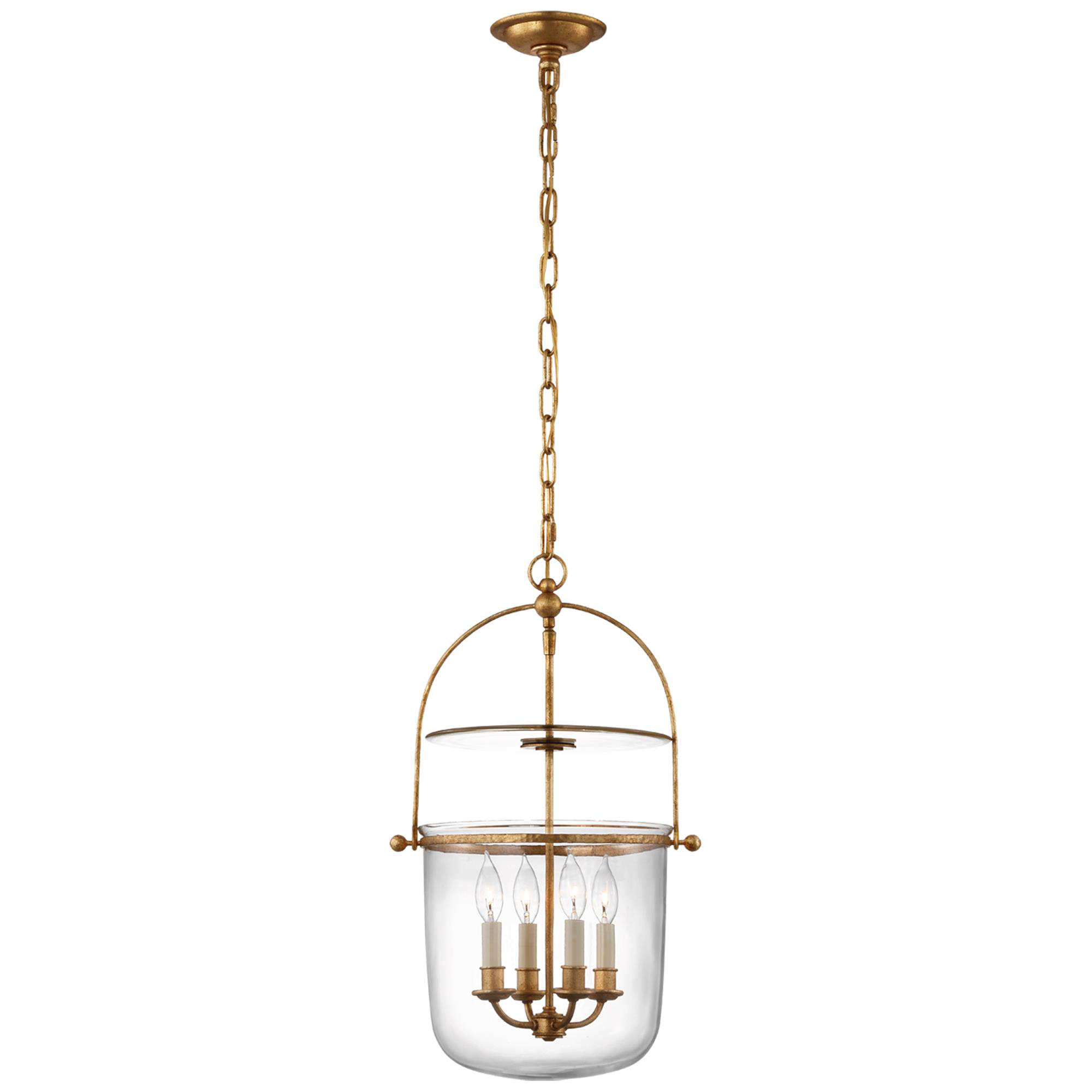 Shown in Gilded Iron finish and Clear glass