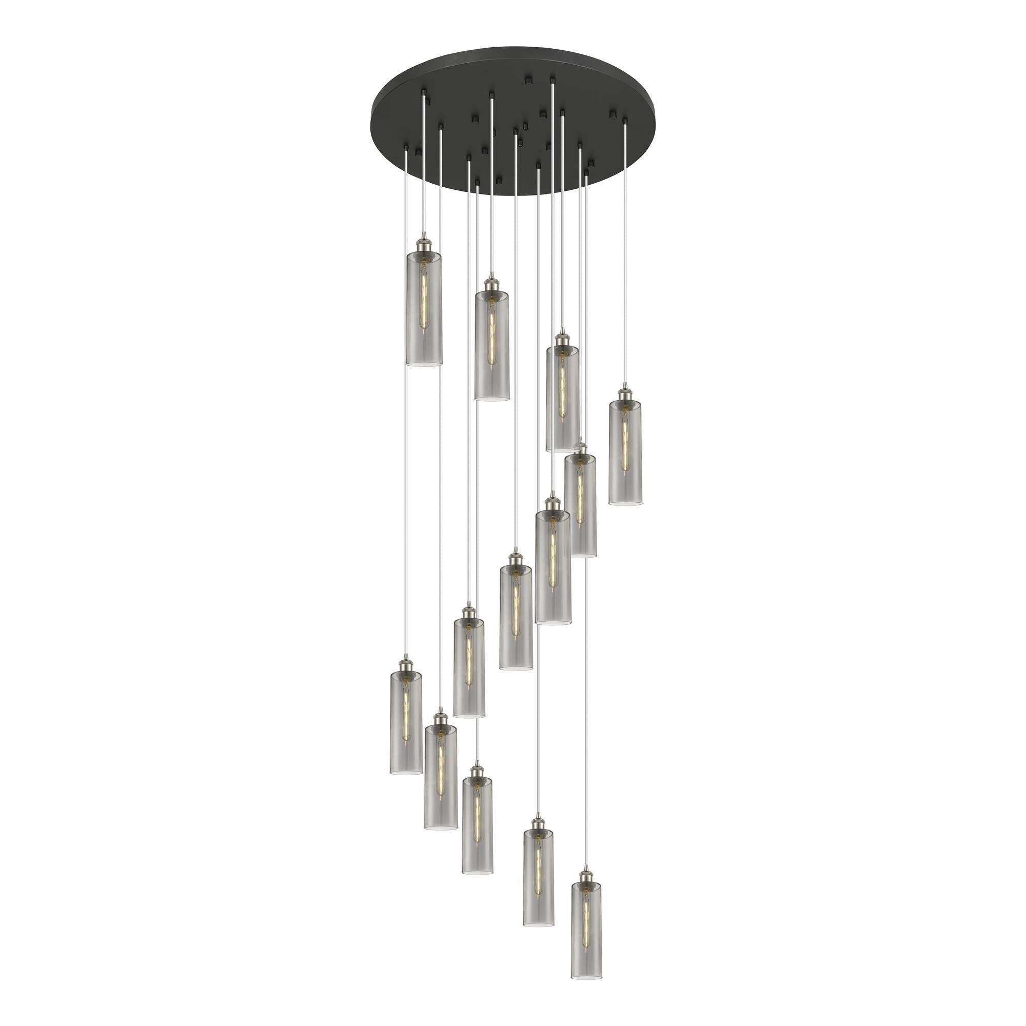 Shown in Satin Nickel finish and Light Smoke shade