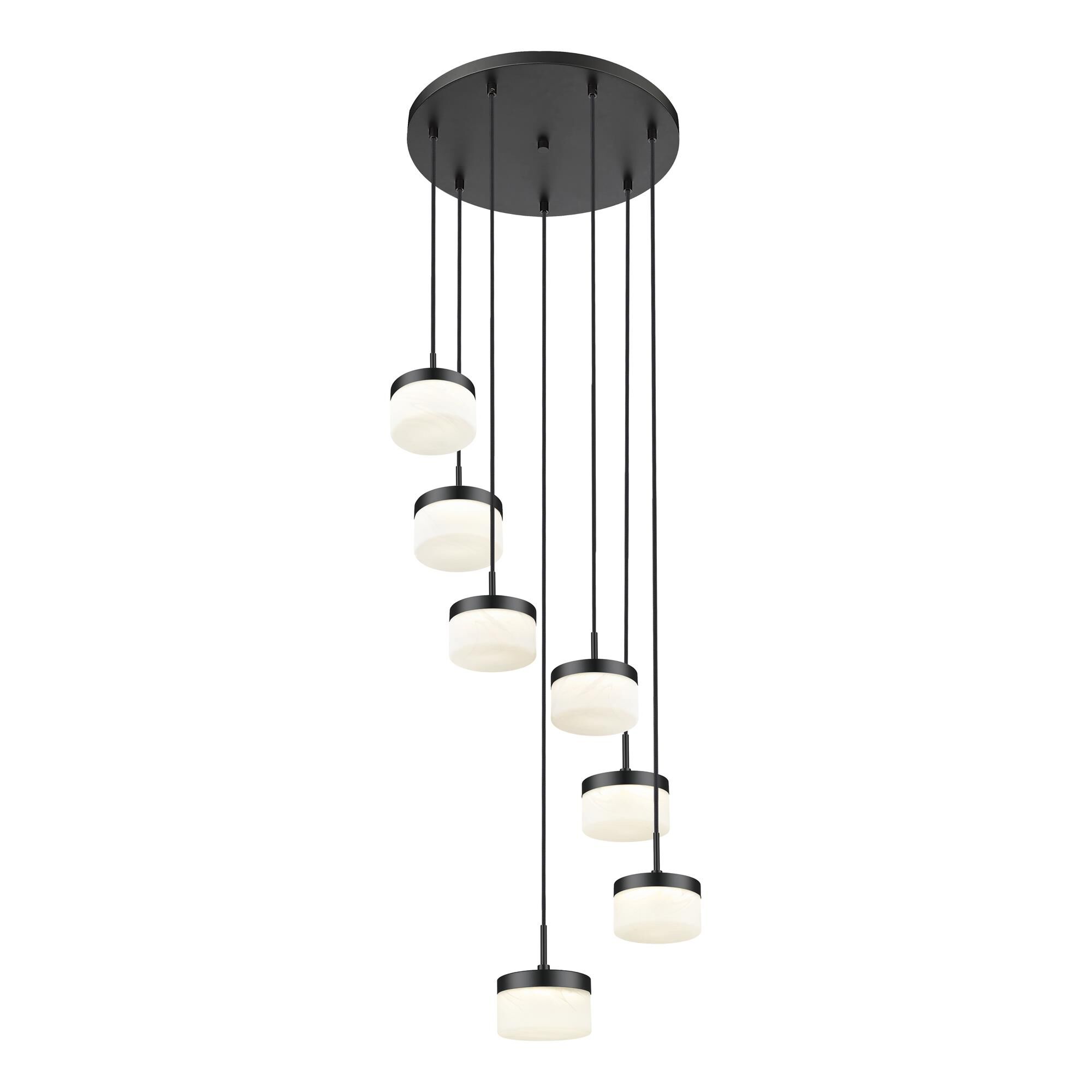 Shown in Matte Black finish and Feathered White glass