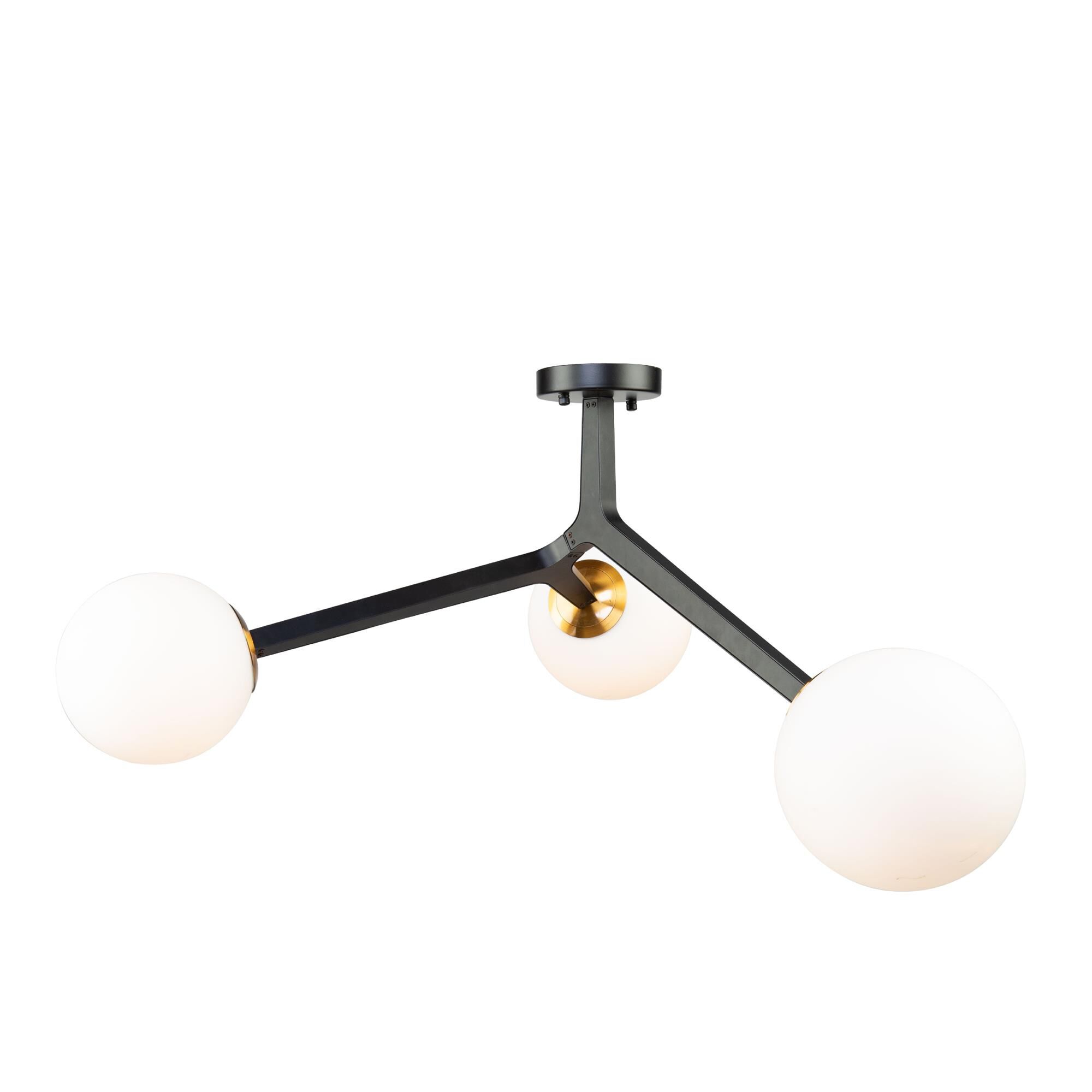 Shown in Black & Harvest Brass finish and Glass shade