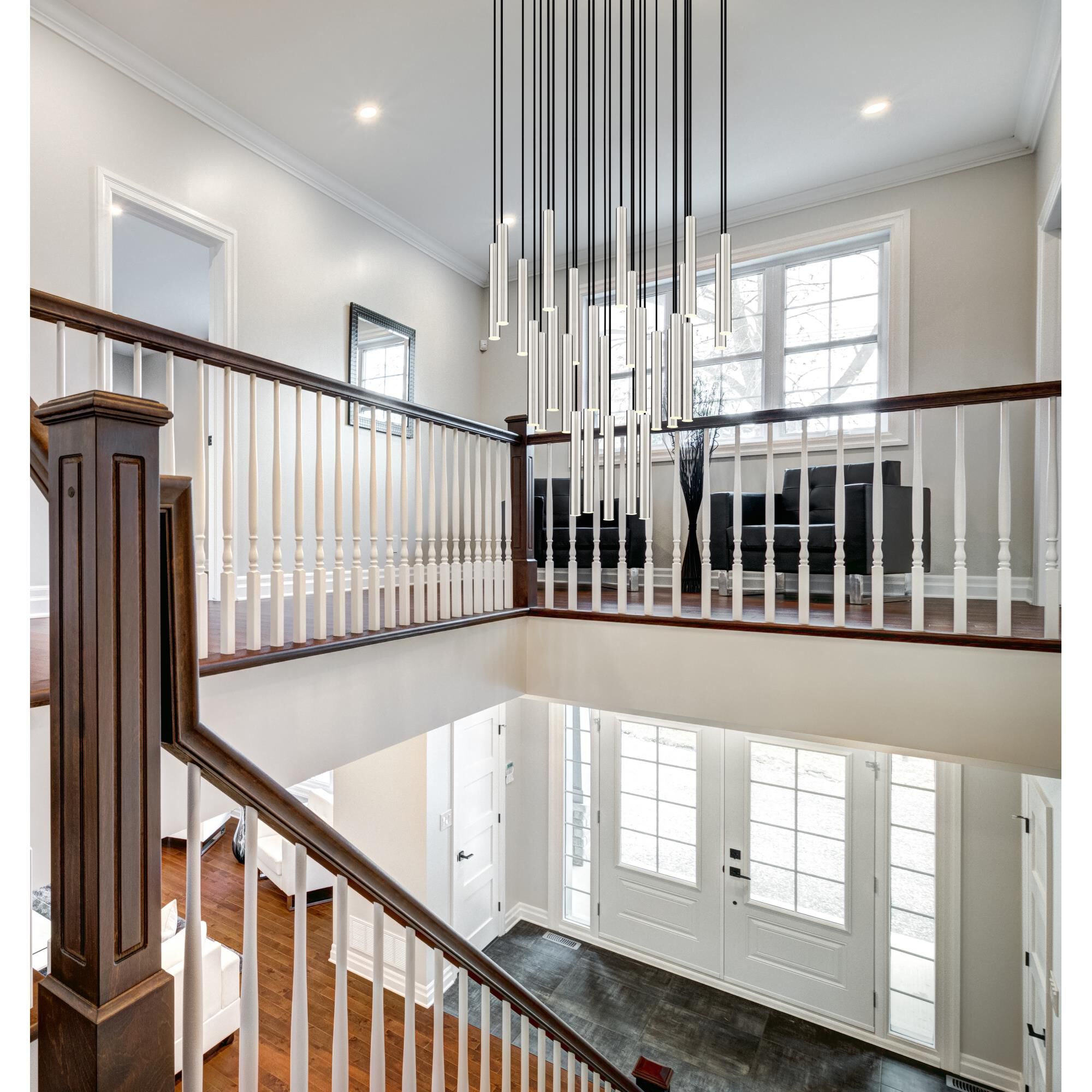 Shown in Brushed Nickel finish and Brushed Nickel glass and Brushed Nickel shade