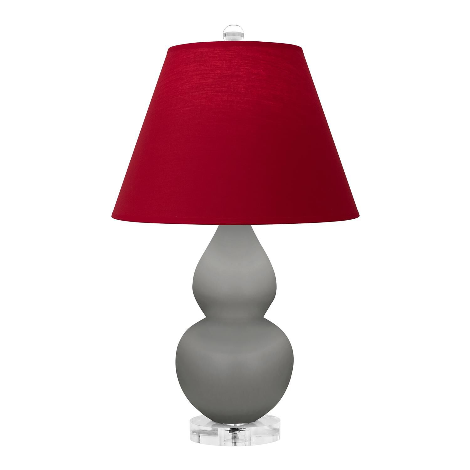 Shown in Matte Smokey Taupe finish and Rose Red with Ink Black Lining shade and Lucite accent