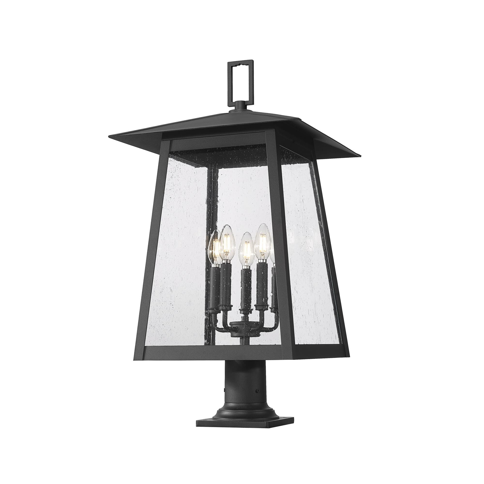 Shown in Black finish and Clear Seedy glass and Clear Seedy shade