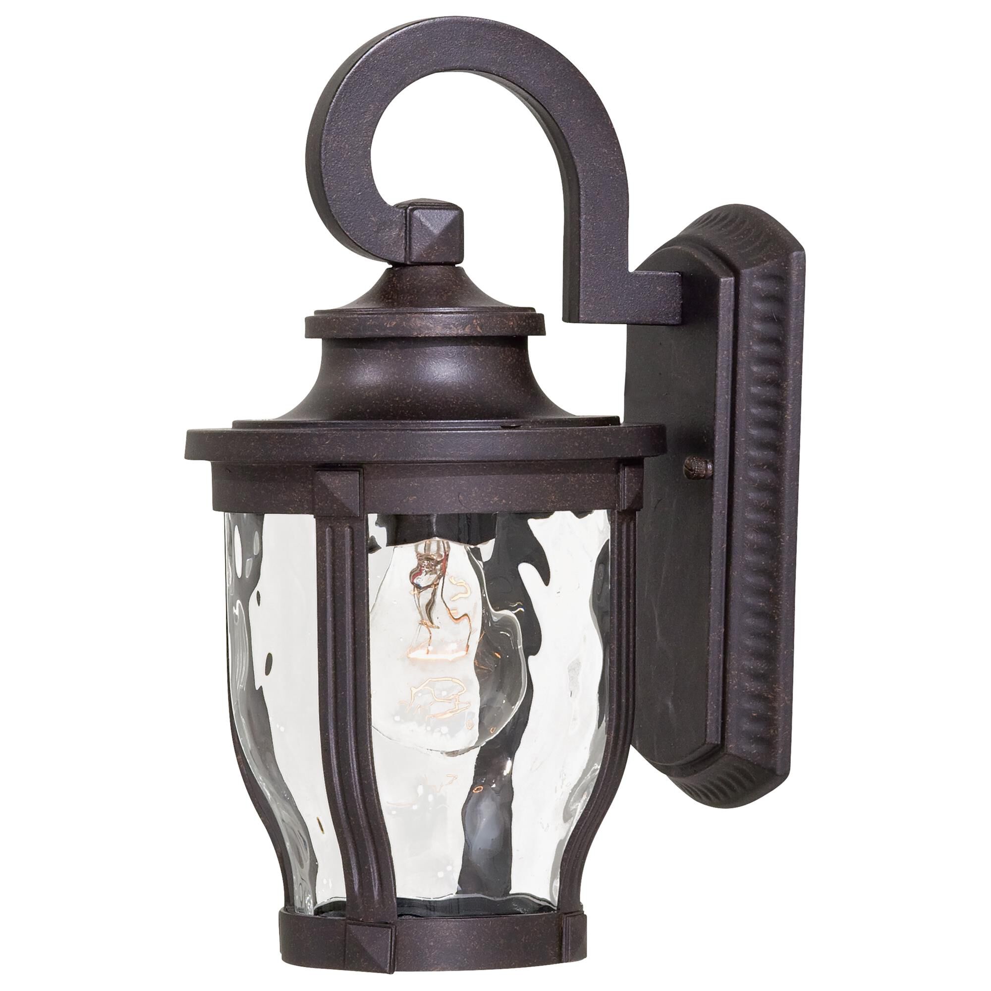 Shown in Corona Bronze finish and Clear glass and Hammered Glass shade