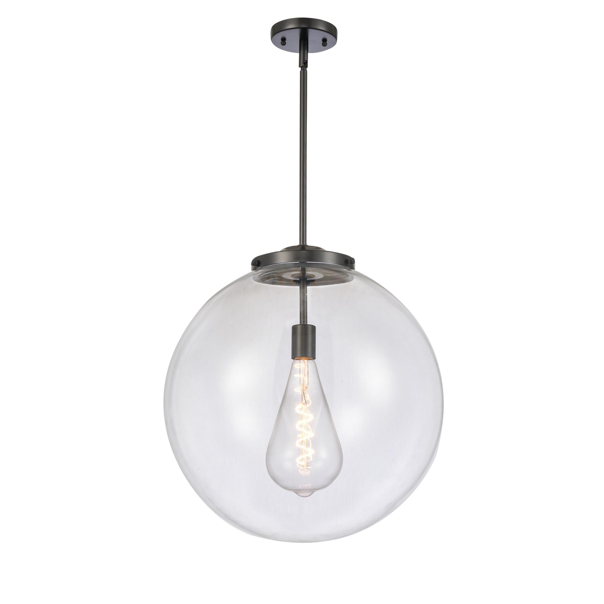 Shown in Matte Black finish and Clear Beacon glass