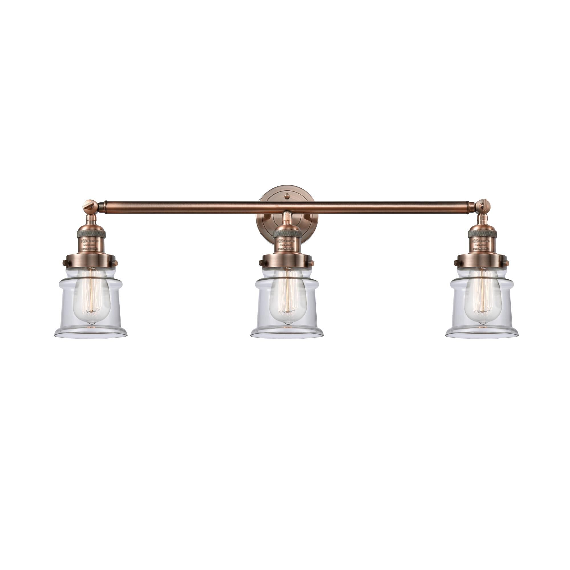 Shown in Antique Copper finish and Clear Canton glass