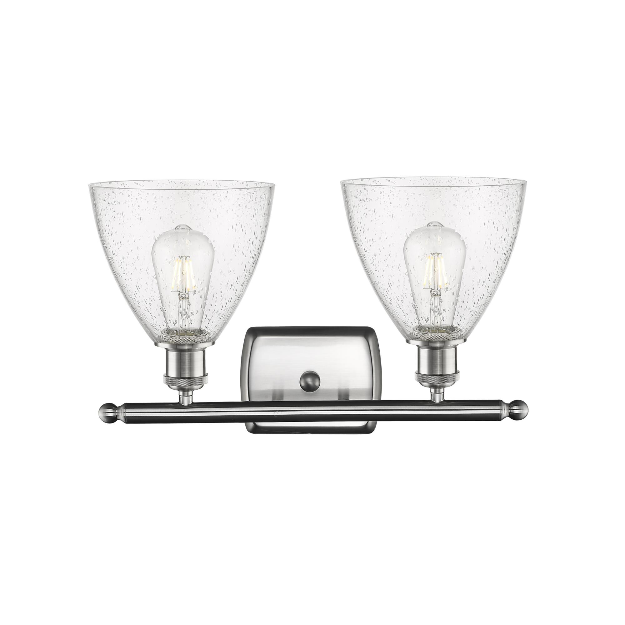 Shown in Brushed Satin Nickel finish and Seedy Ballston Dome glass and No Shade shade