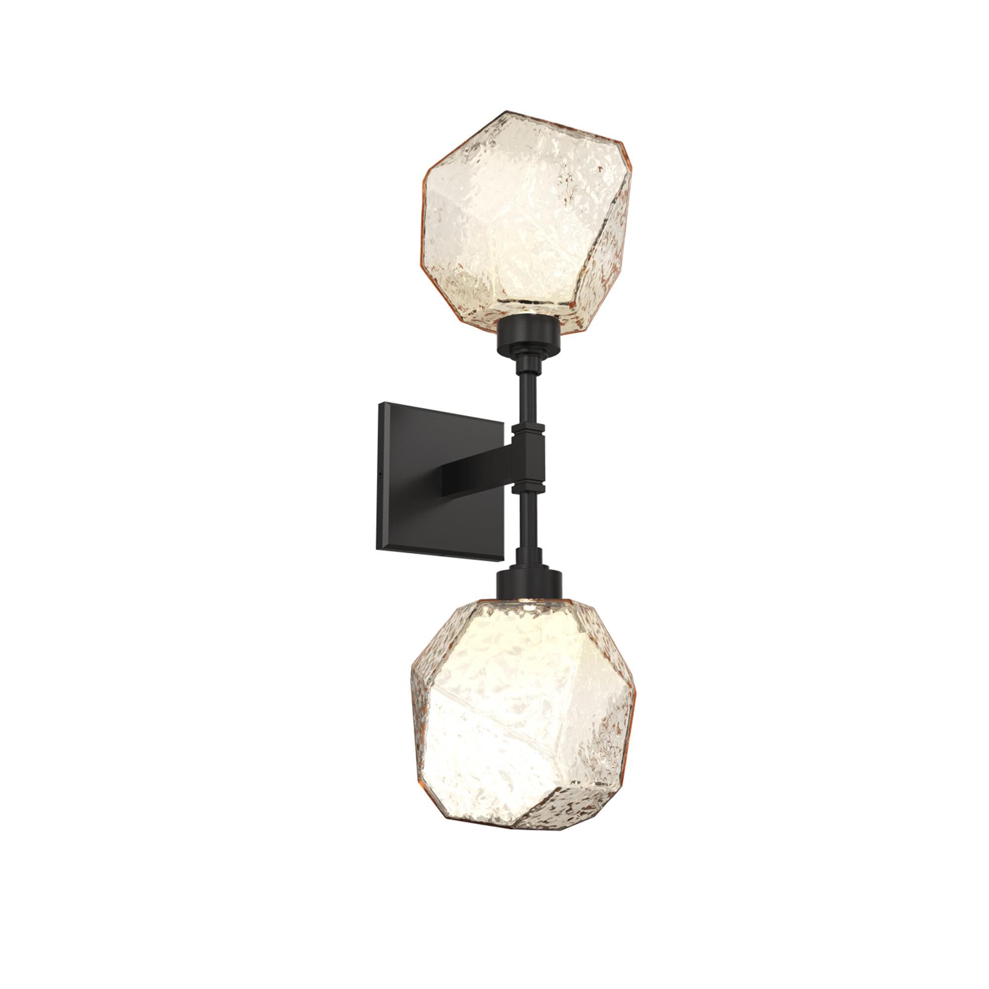 Shown in Matte Black finish and Amber Blown glass