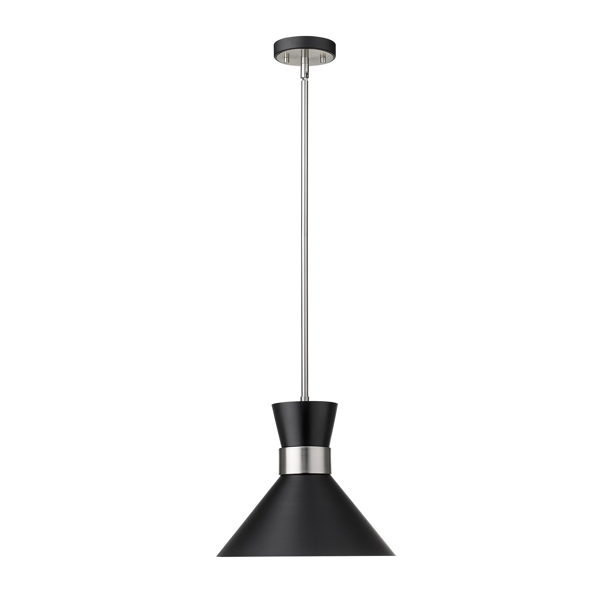 Shown in Matte Black + Brushed Nickel finish and Metal glass and Metal shade