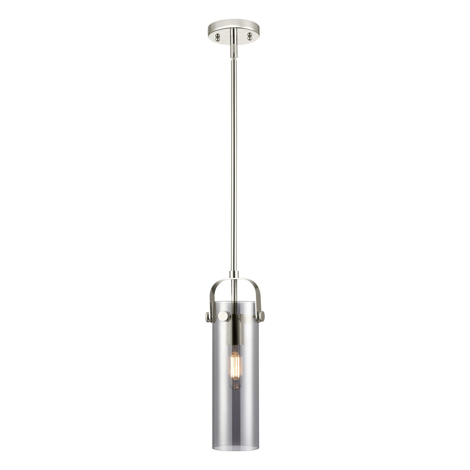 Shown in Polished Nickel finish and Plated Smoke glass and Plated Smoke Glass shade