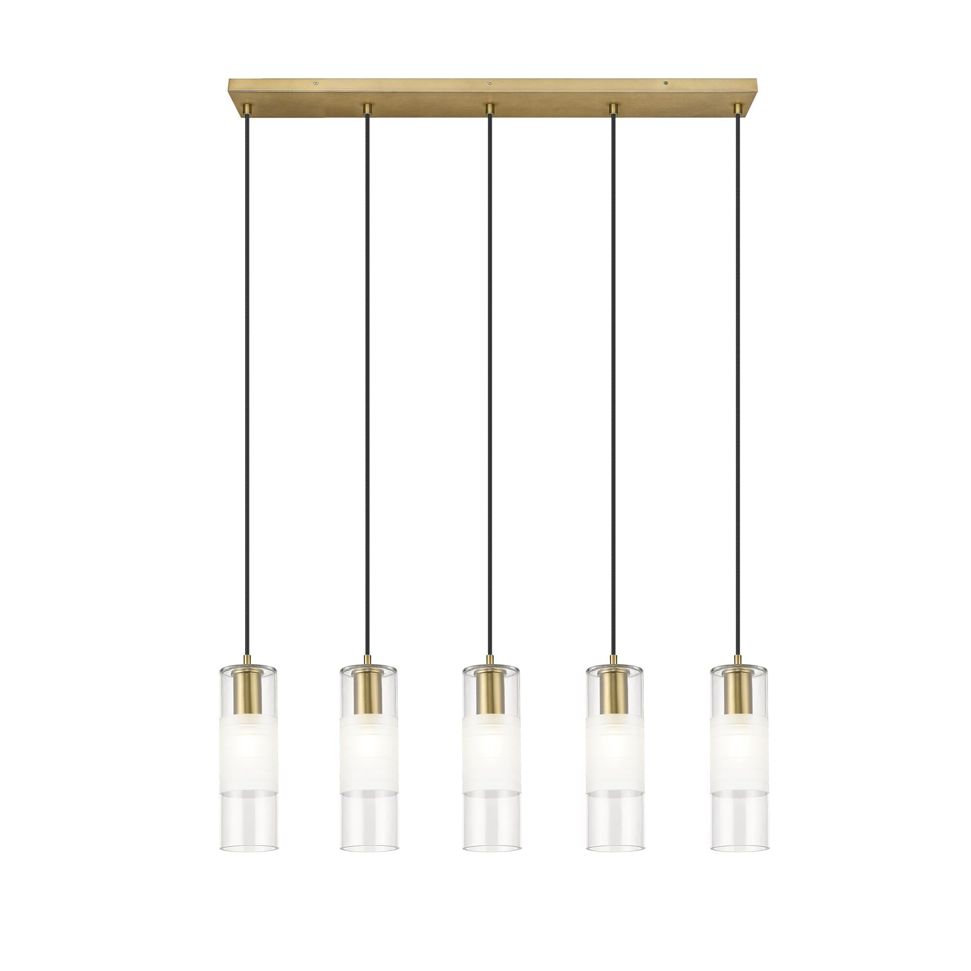 Shown in Modern Gold finish and Clear+frosted glass and Clear+frosted shade