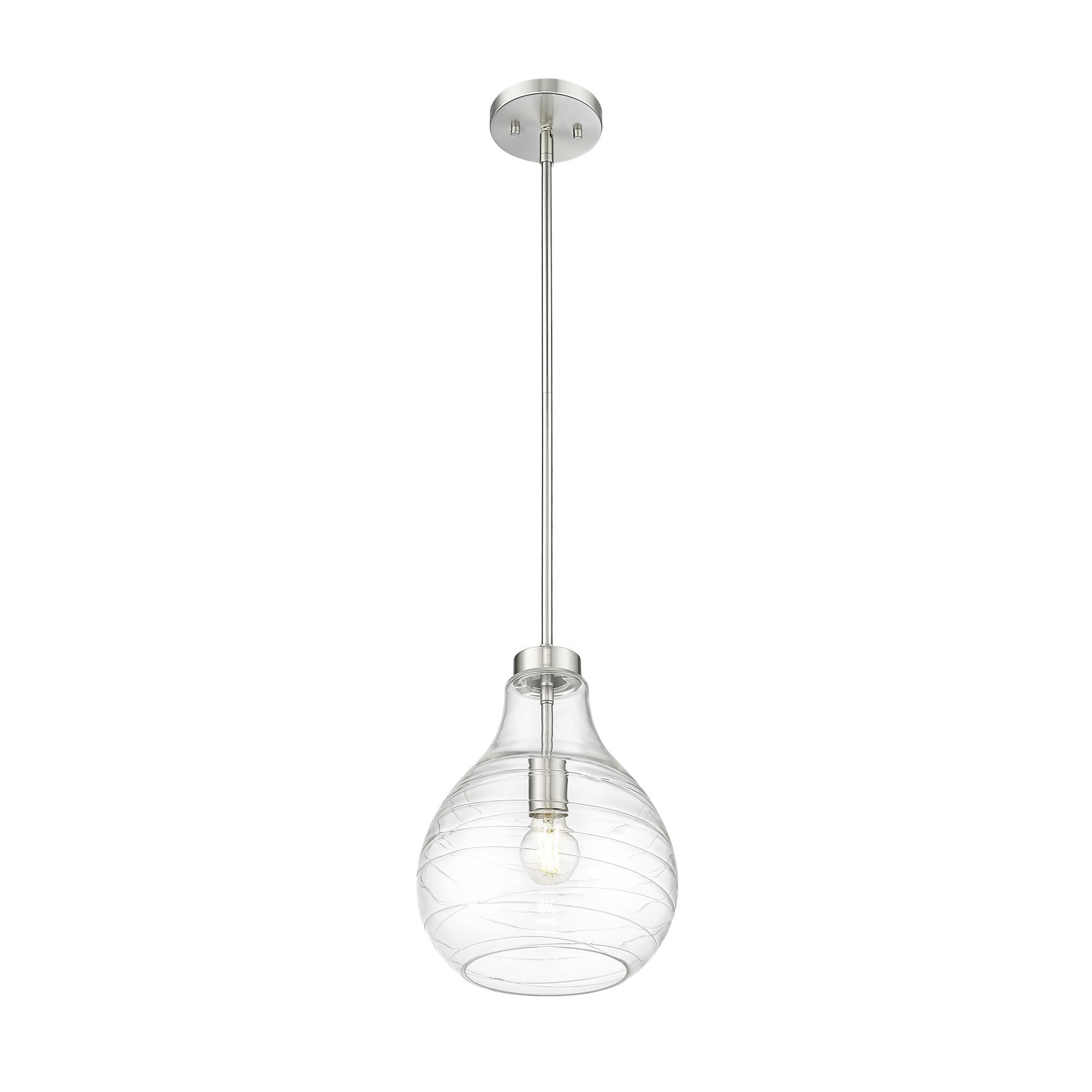 Shown in Brushed Nickel finish and Clear glass and Clear shade