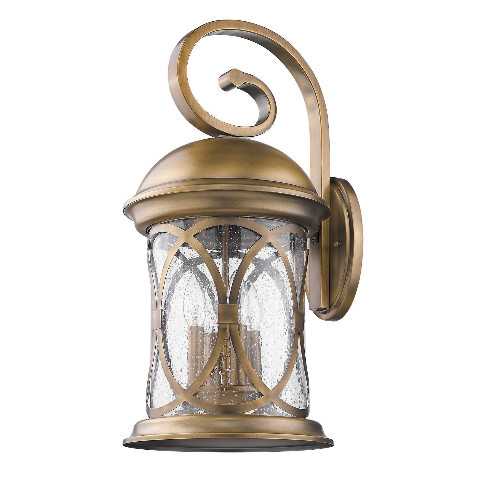 Shown in Antique Brass finish and Clear glass and Clear Seeded Glass shade