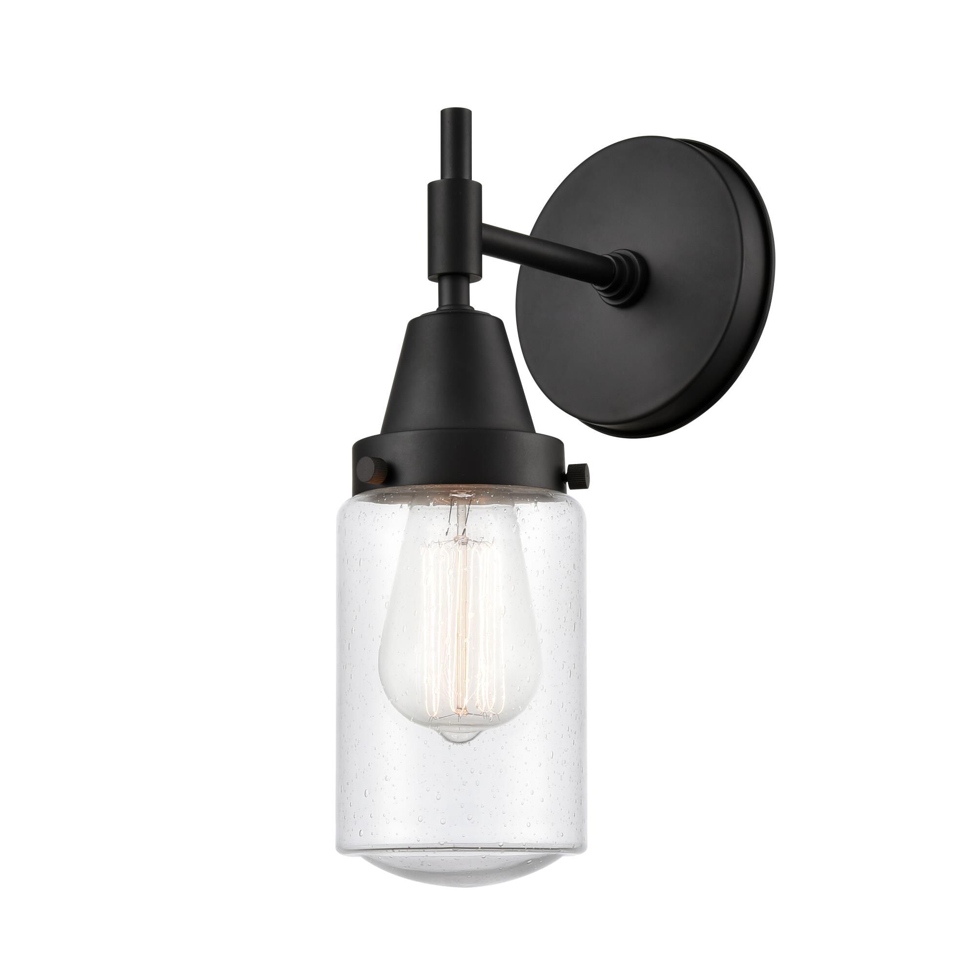 Shown in Matte Black finish and Seedy Large Cone glass