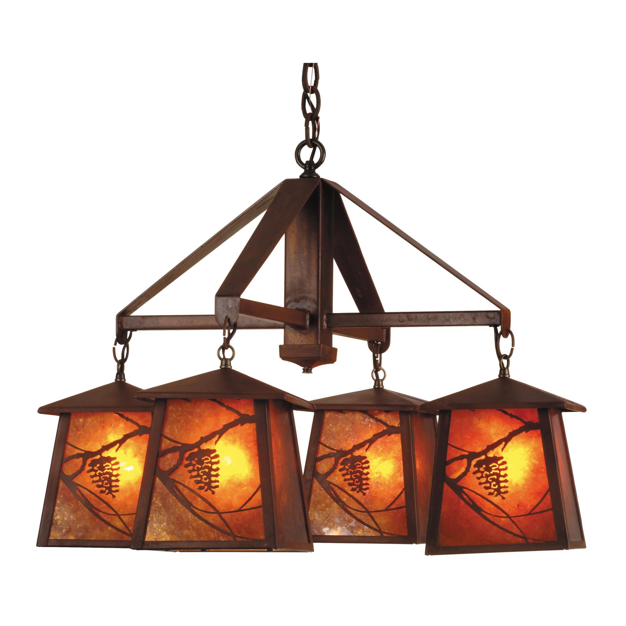 Shown in Rust Finish finish and Amber Mica glass