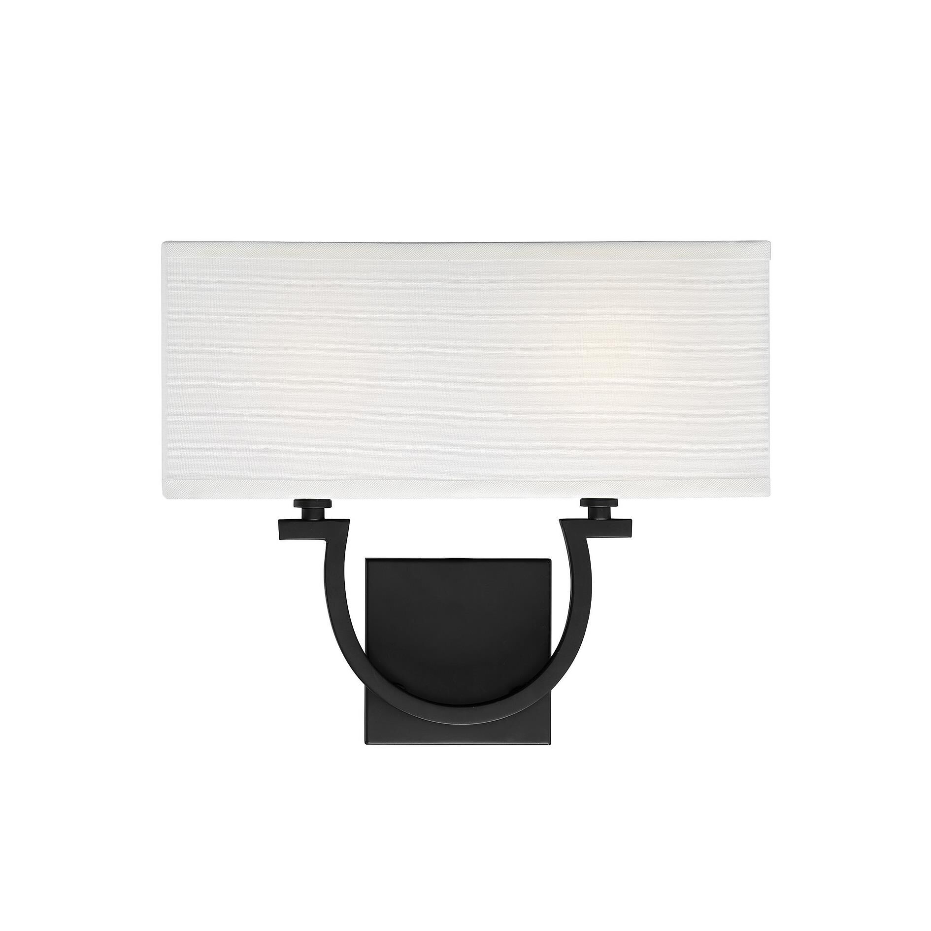 Shown in Matte Black finish and White Linen shade