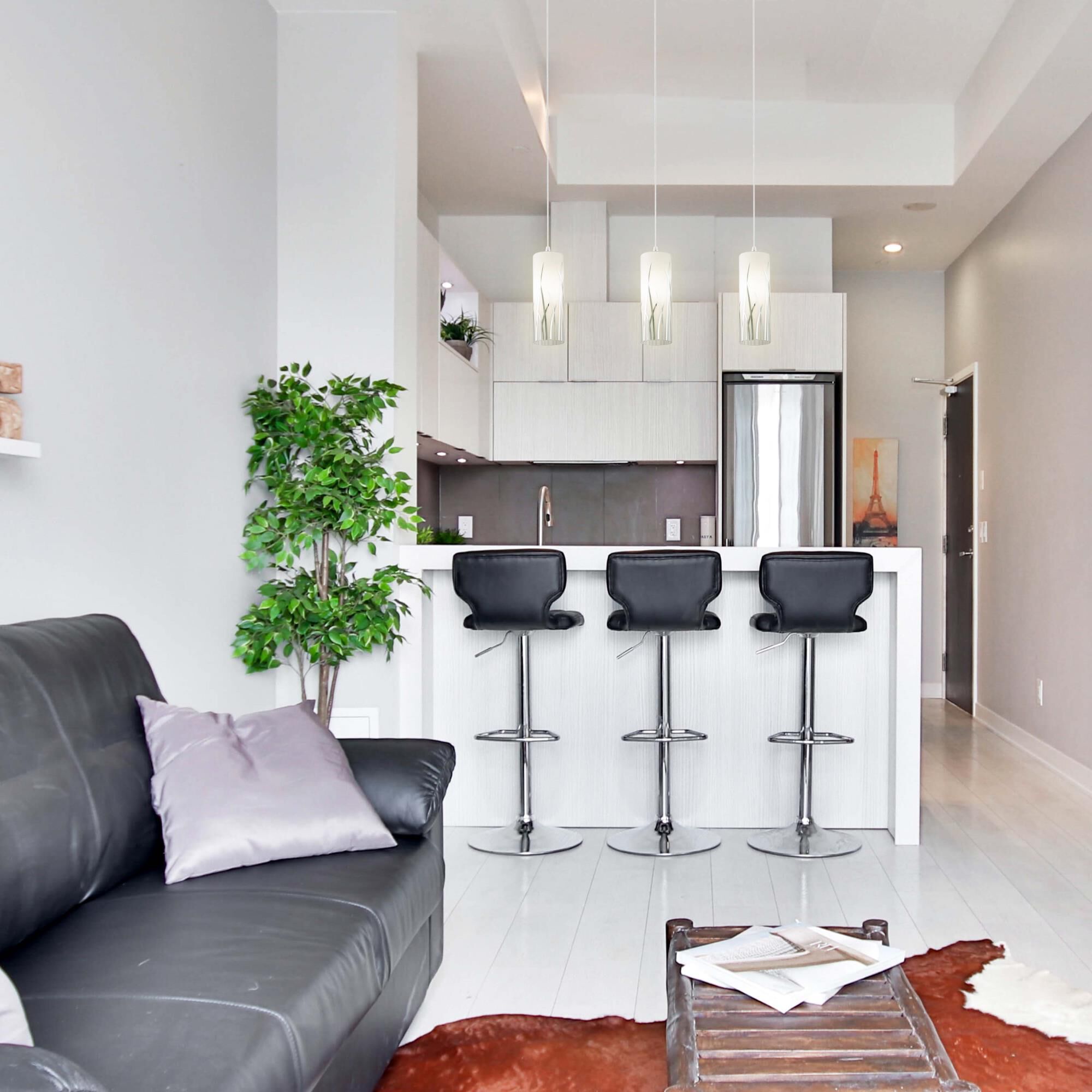 Shown in White and Chrome finish and White and Chrome Dcor glass