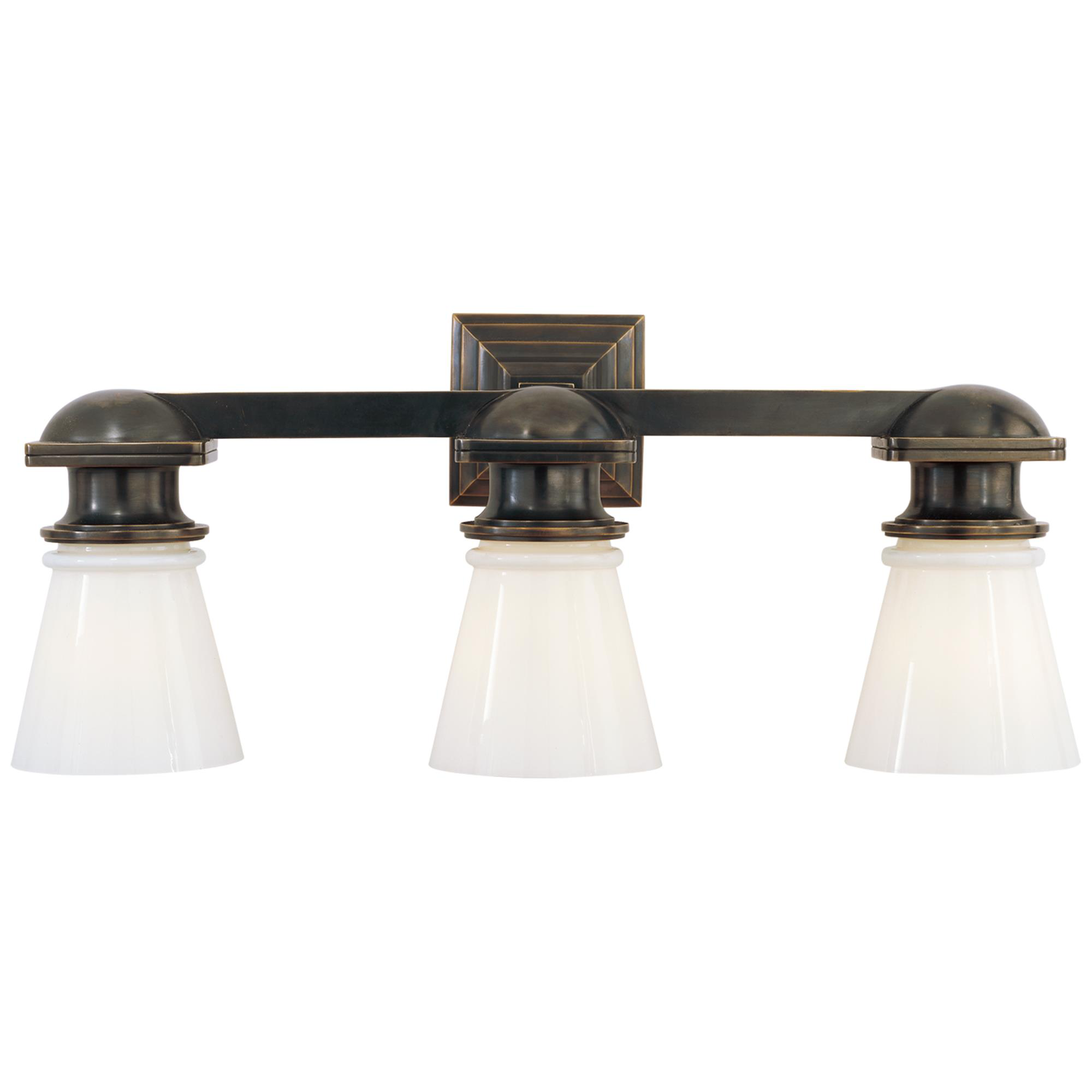 Shown in Bronze finish and White glass