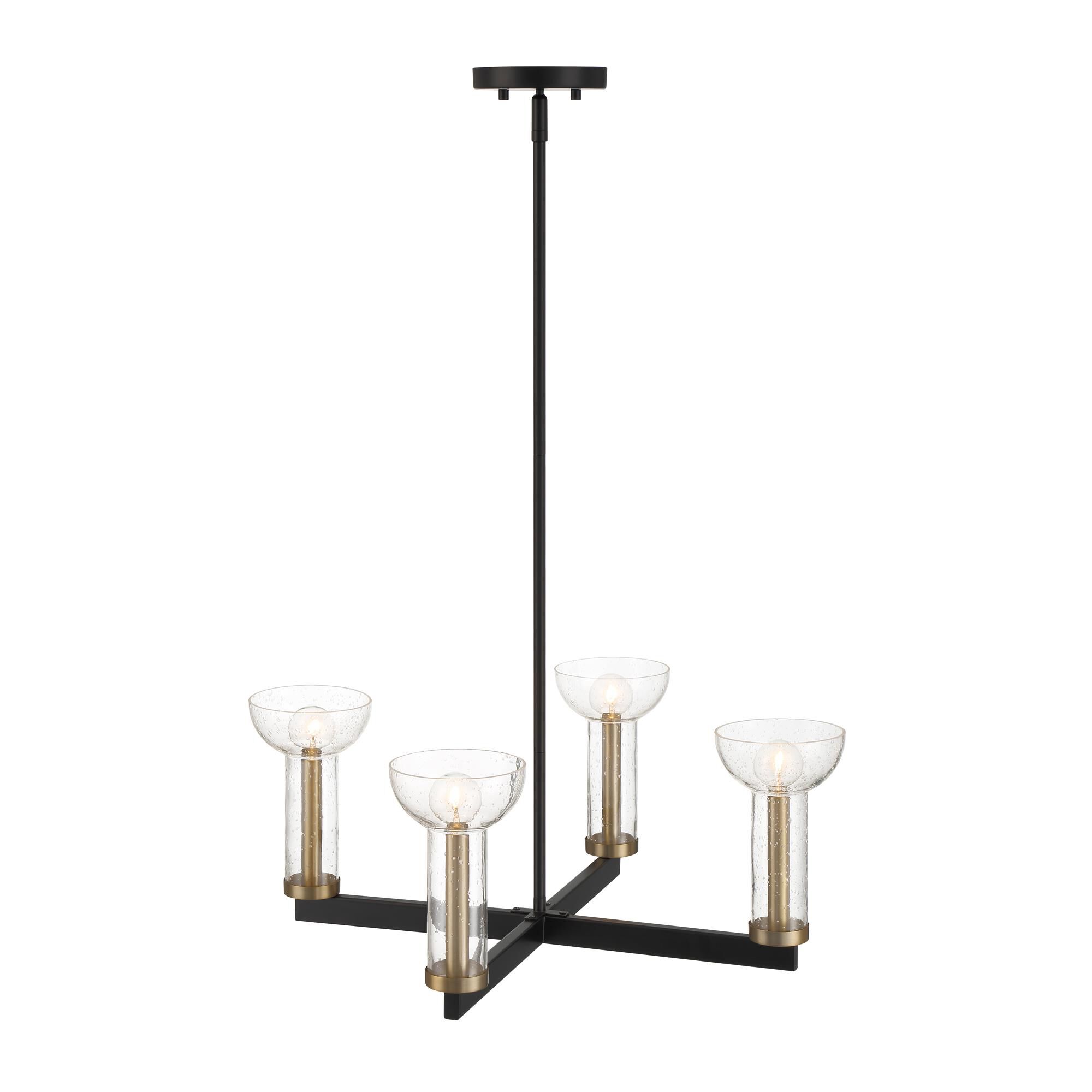 Shown in Matte Black finish and Clear Seedy glass