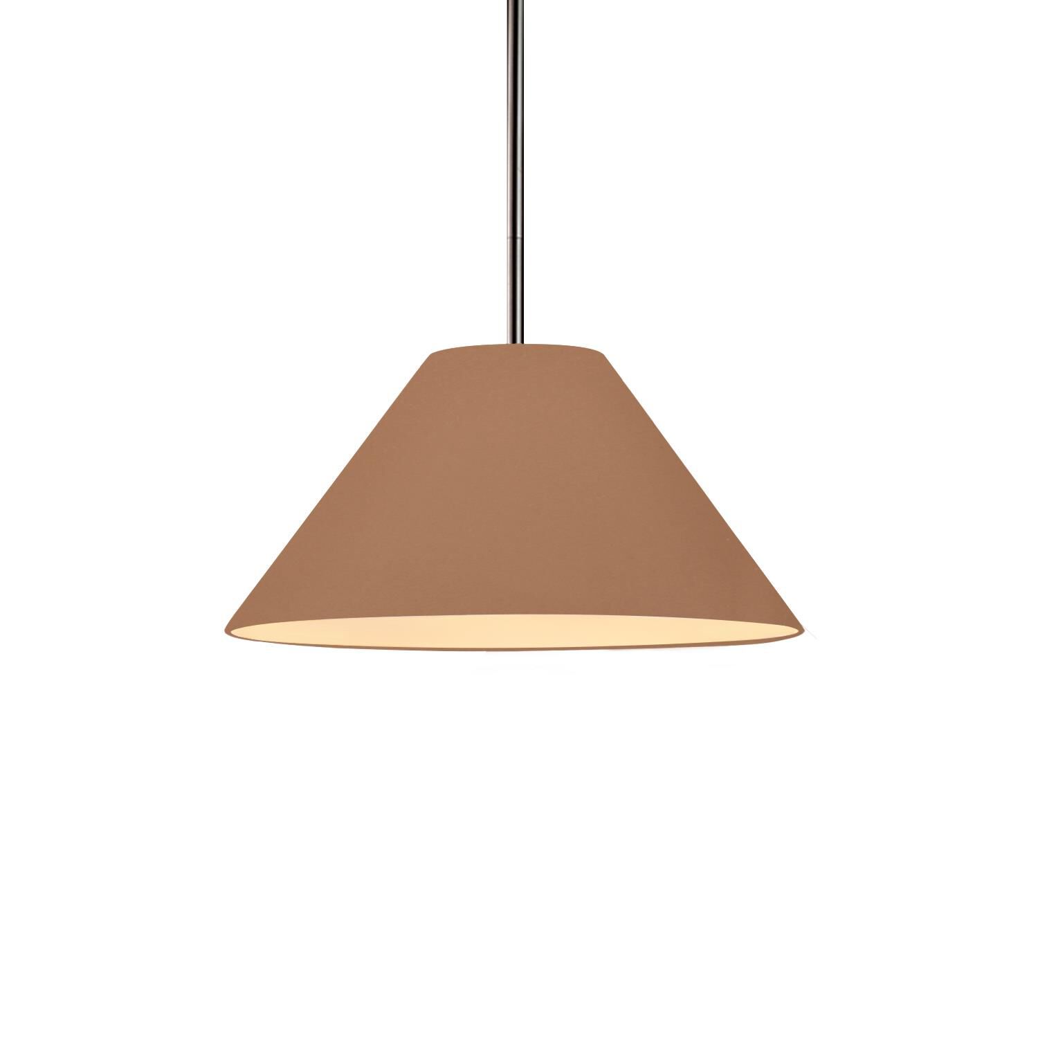 Shown in Brushed Nickel finish and Adobe shade