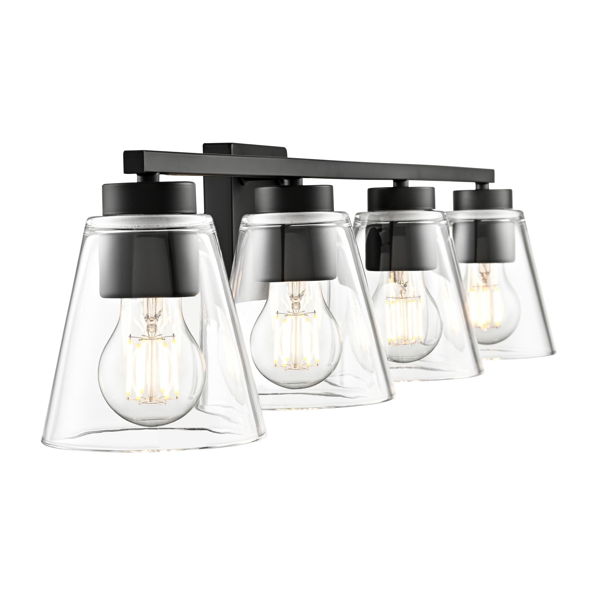 Shown in Matte Black finish and Clear glass