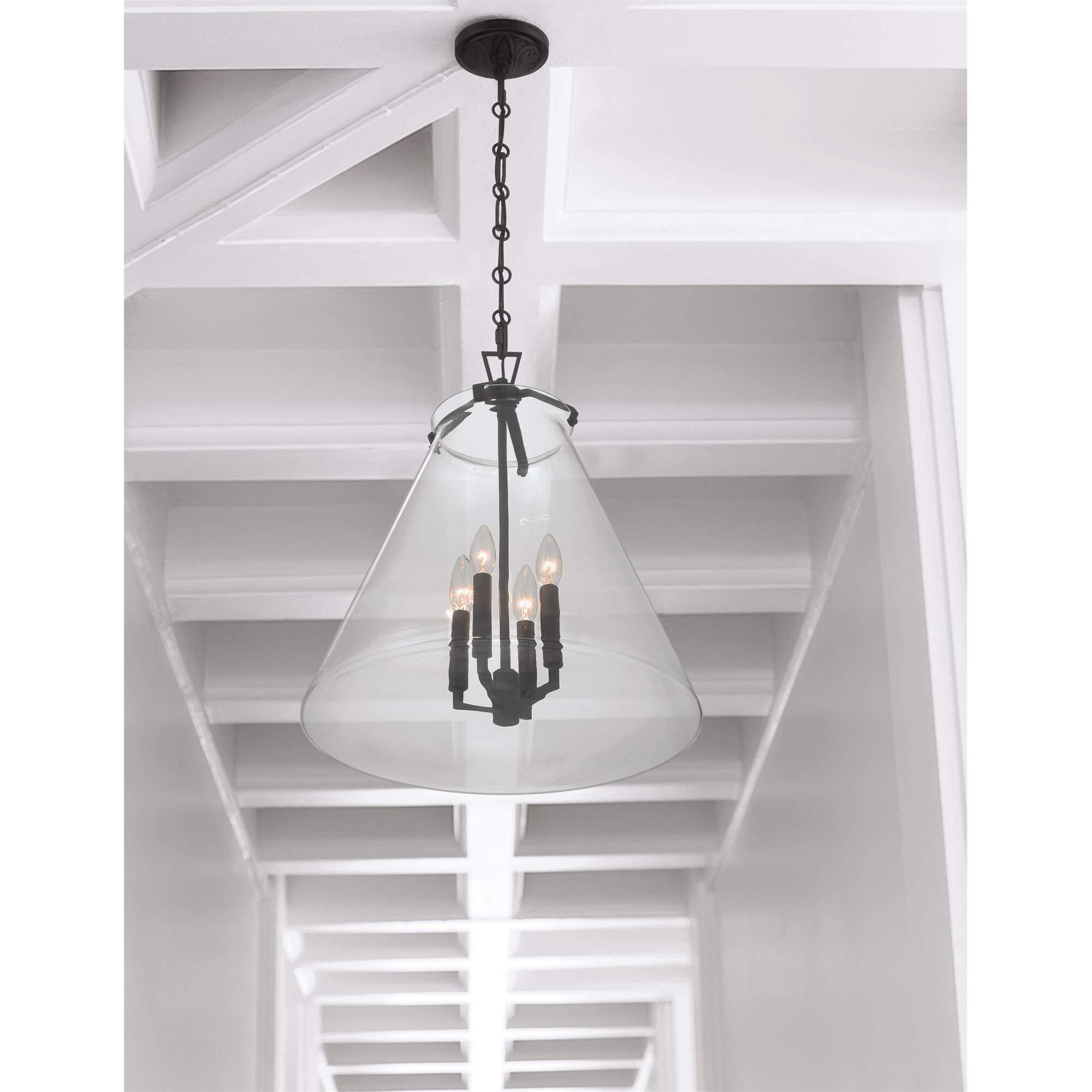 Shown in Matte Black finish and Clear glass